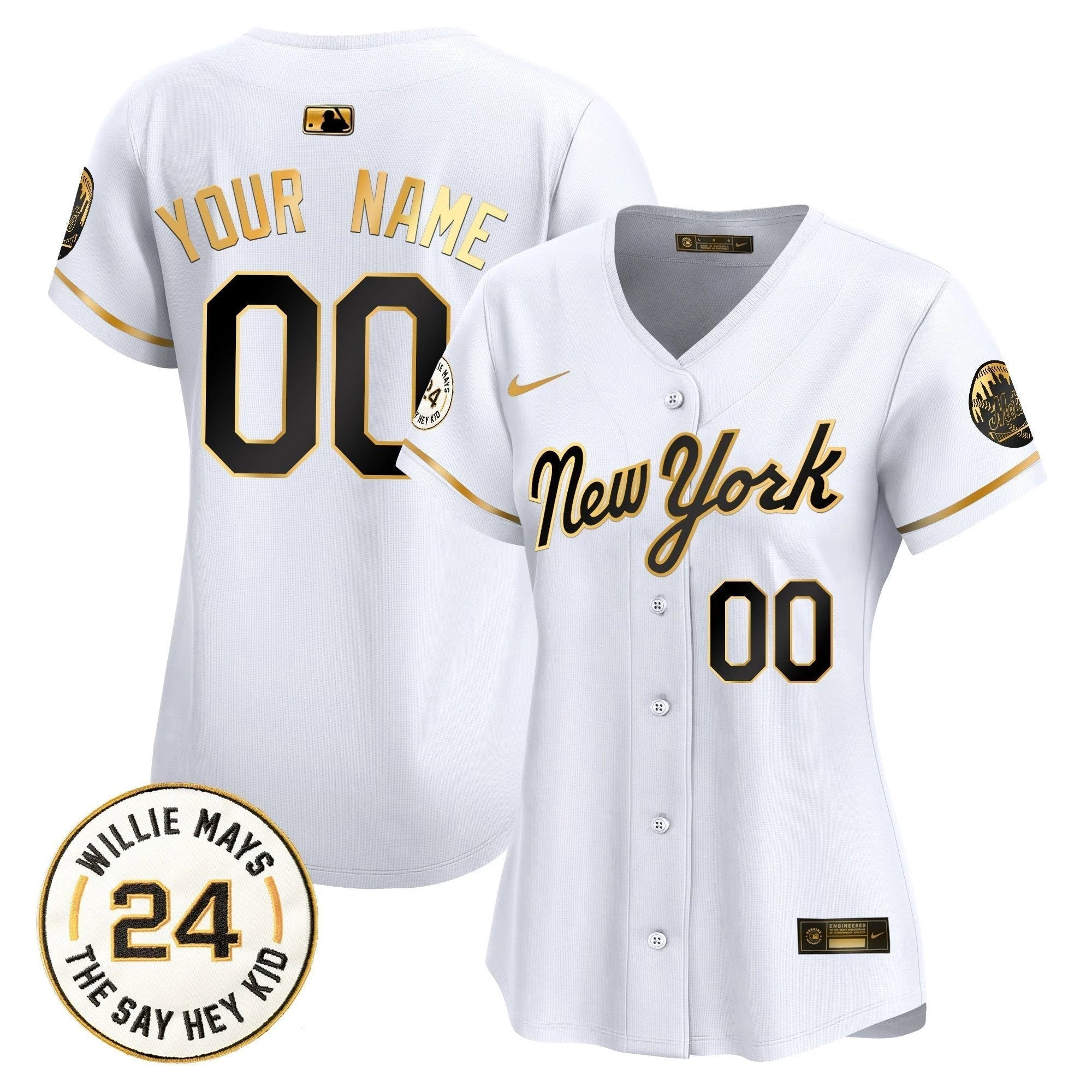 Mets Willie Mays Patch Vapor Premier Limited Custom Jersey - All Stitched by New York Mets