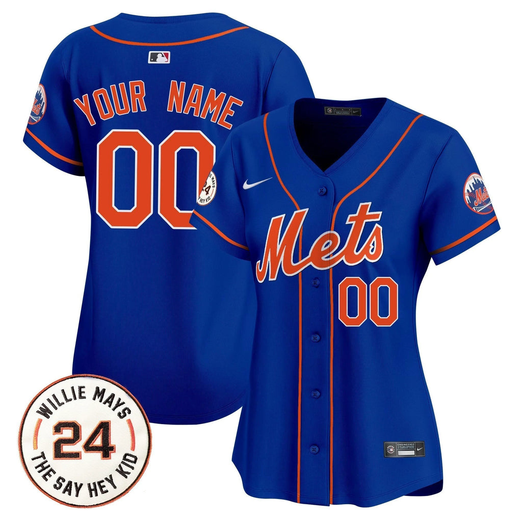 Mets Willie Mays Patch Vapor Premier Limited Custom Jersey - All Stitched by New York Mets
