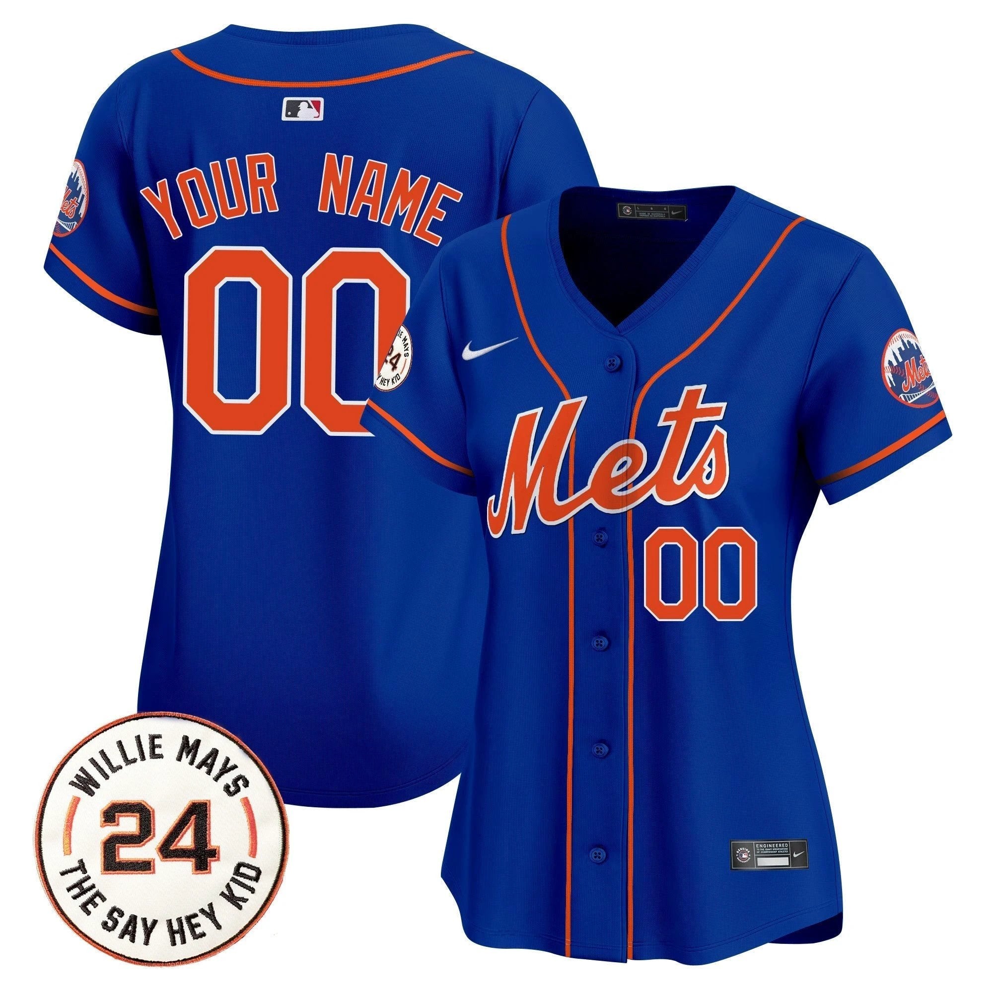 Mets Willie Mays Patch Vapor Premier Limited Custom Jersey - All Stitched by New York Mets