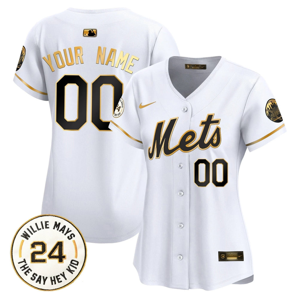 Mets Willie Mays Patch Vapor Premier Limited Custom Jersey - All Stitched by New York Mets