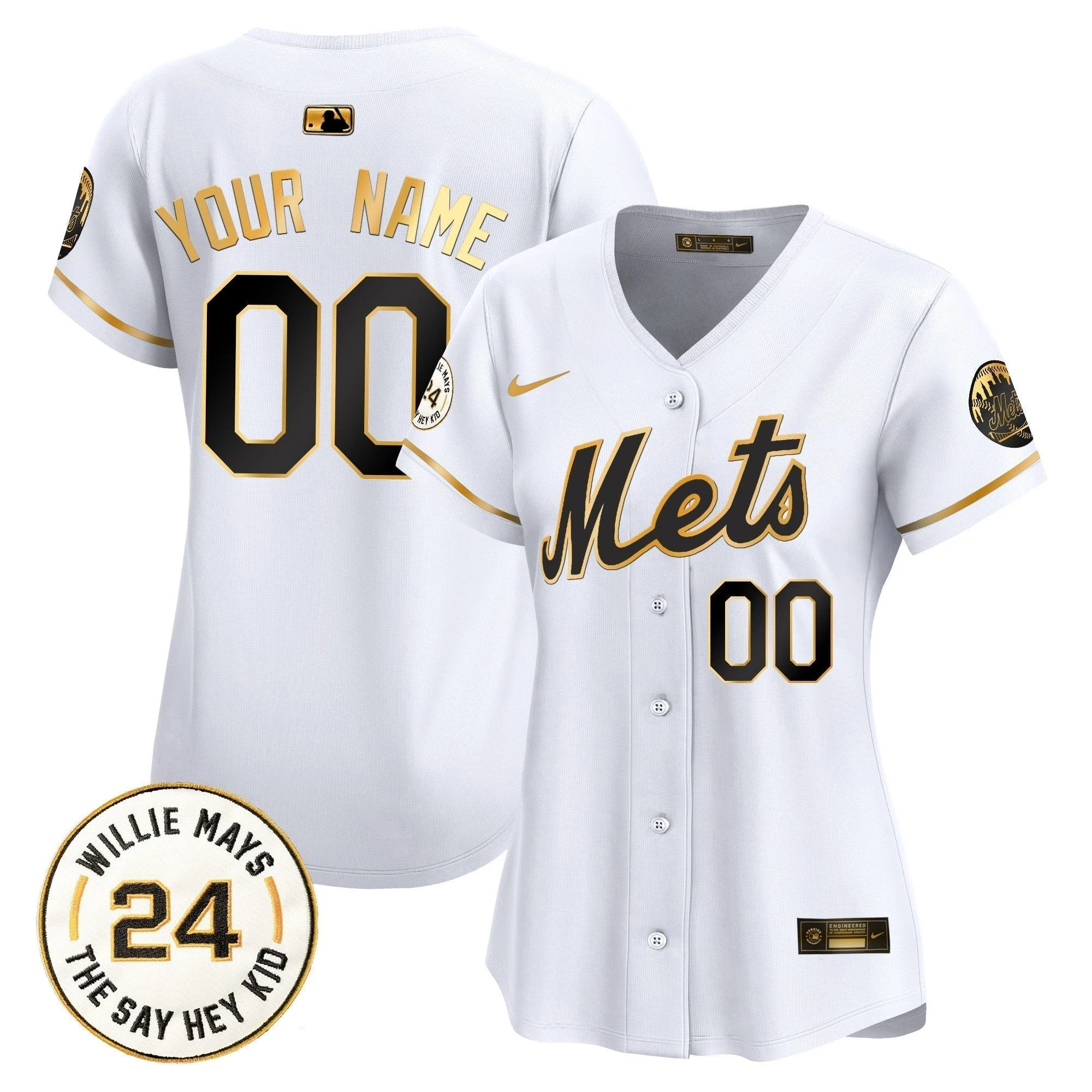 Mets Willie Mays Patch Vapor Premier Limited Custom Jersey - All Stitched by New York Mets