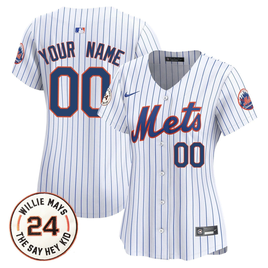 Mets Willie Mays Patch Vapor Premier Limited Custom Jersey - All Stitched by New York Mets