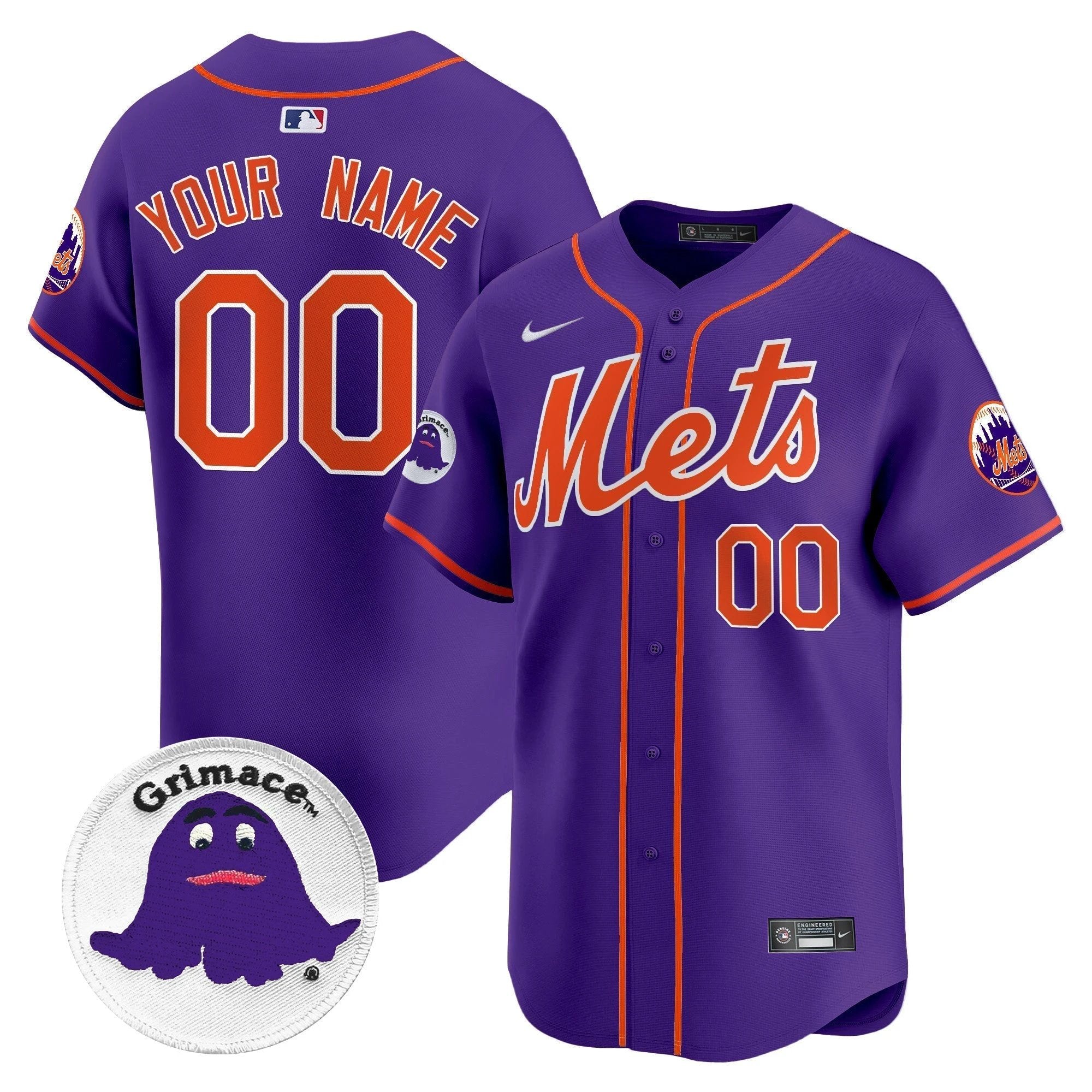 Mets Grimace Vapor Premier Limited Custom Jersey - All Stitched by New York Mets