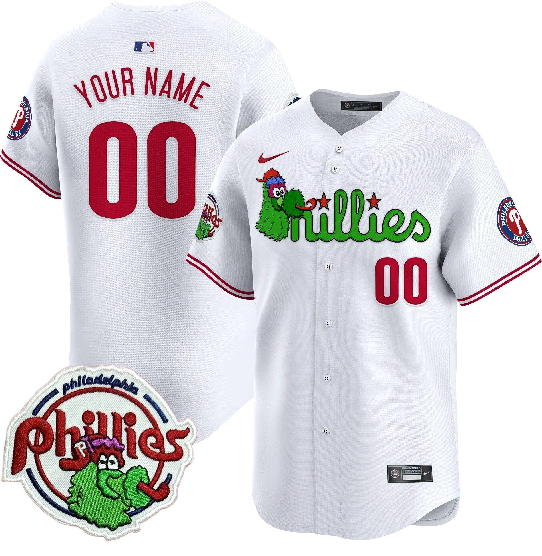 Phillies Phanatic Patch Vapor Premier Limited Custom Jersey V3 - All Stitched by Philadelphia Phillies