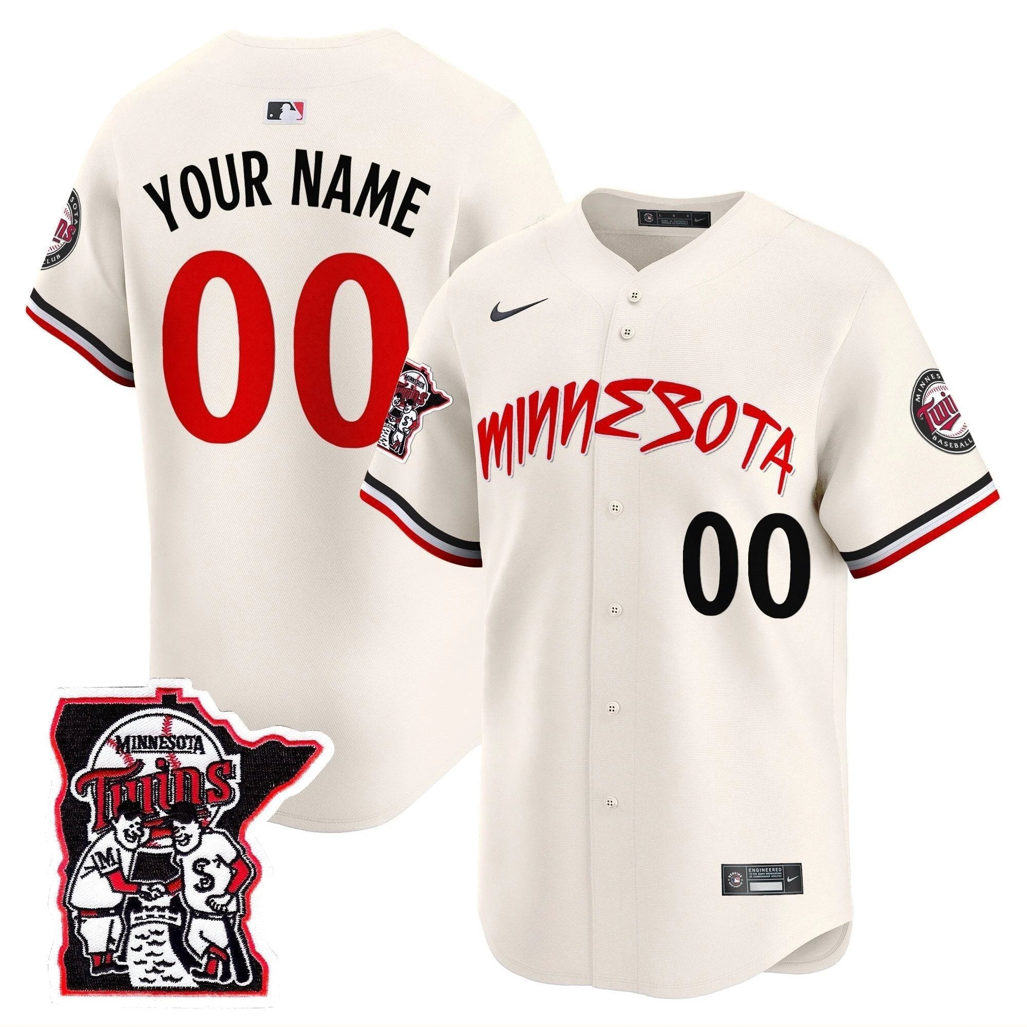 Minnesota Twins Shaking Hands Patch Vapor Premier Limited Custom Jersey - All Stitched by Minnesota Twins
