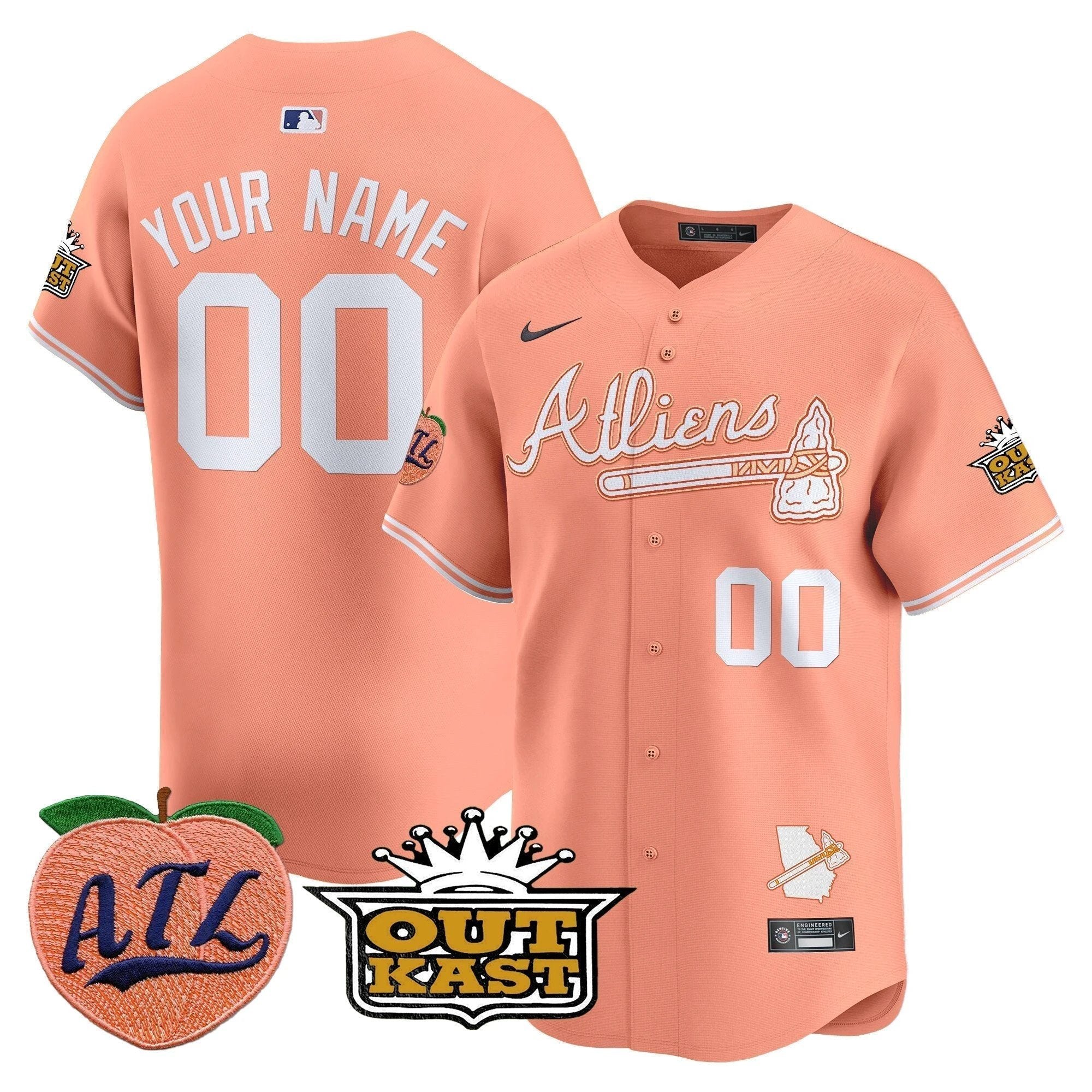 Atlanta Braves Atliens & Peach Vapor Premier Limited Custom Jersey - All Stitched by Atlanta Braves