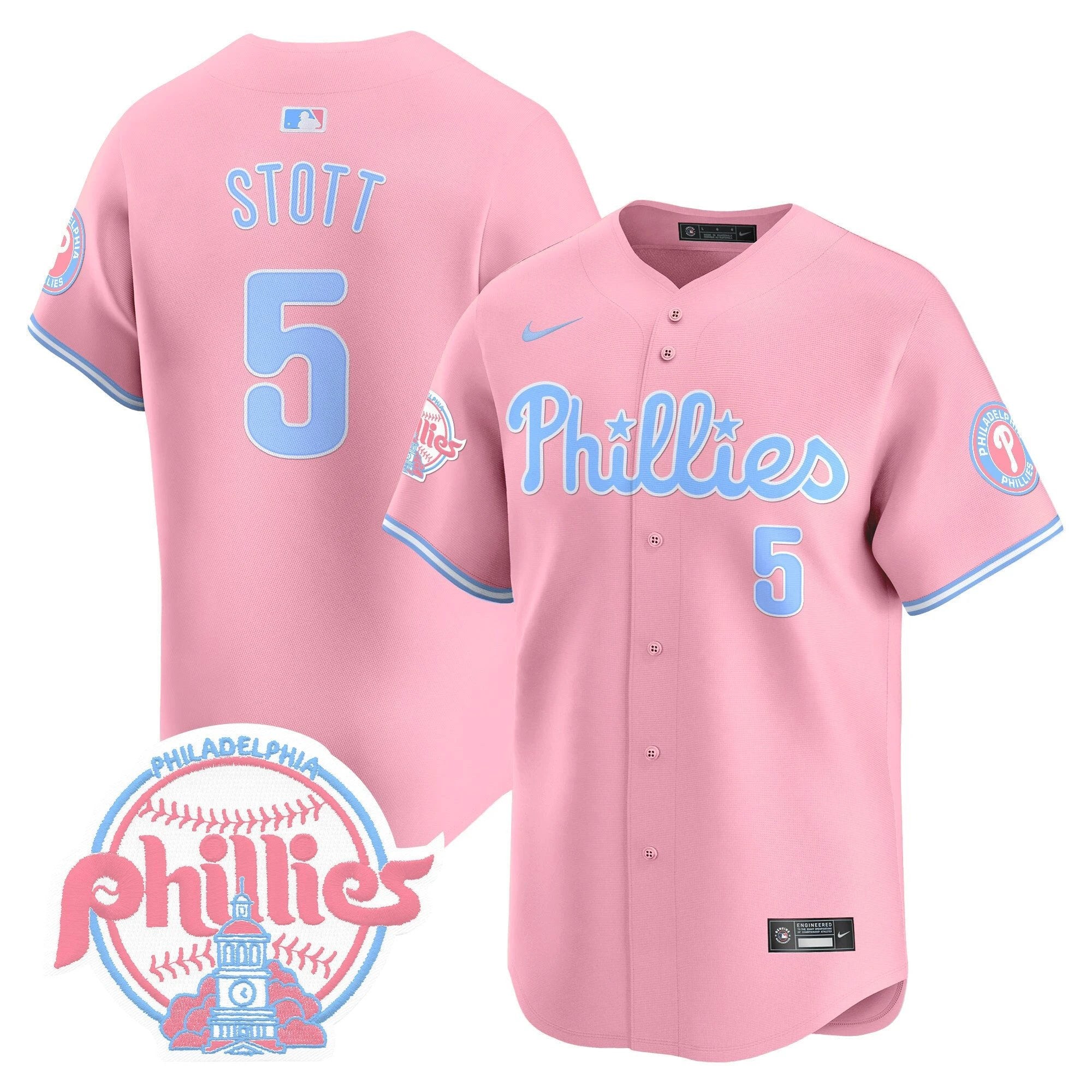 Unisex Phillies Bubblegum Pink Vapor Premier Limited Jersey V2 - All Stitched by Digigearus