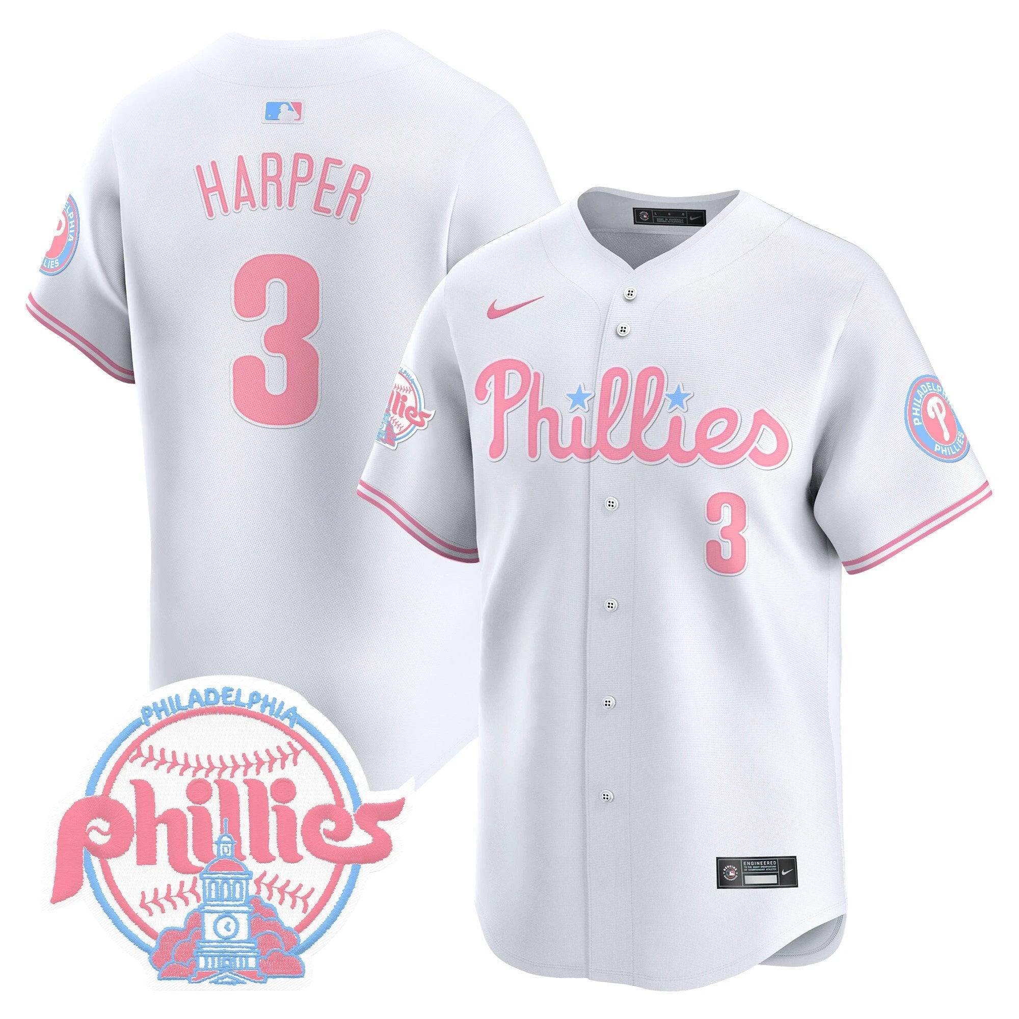 Unisex Phillies Bubblegum Pink Vapor Premier Limited Jersey V2 - All Stitched by Digigearus