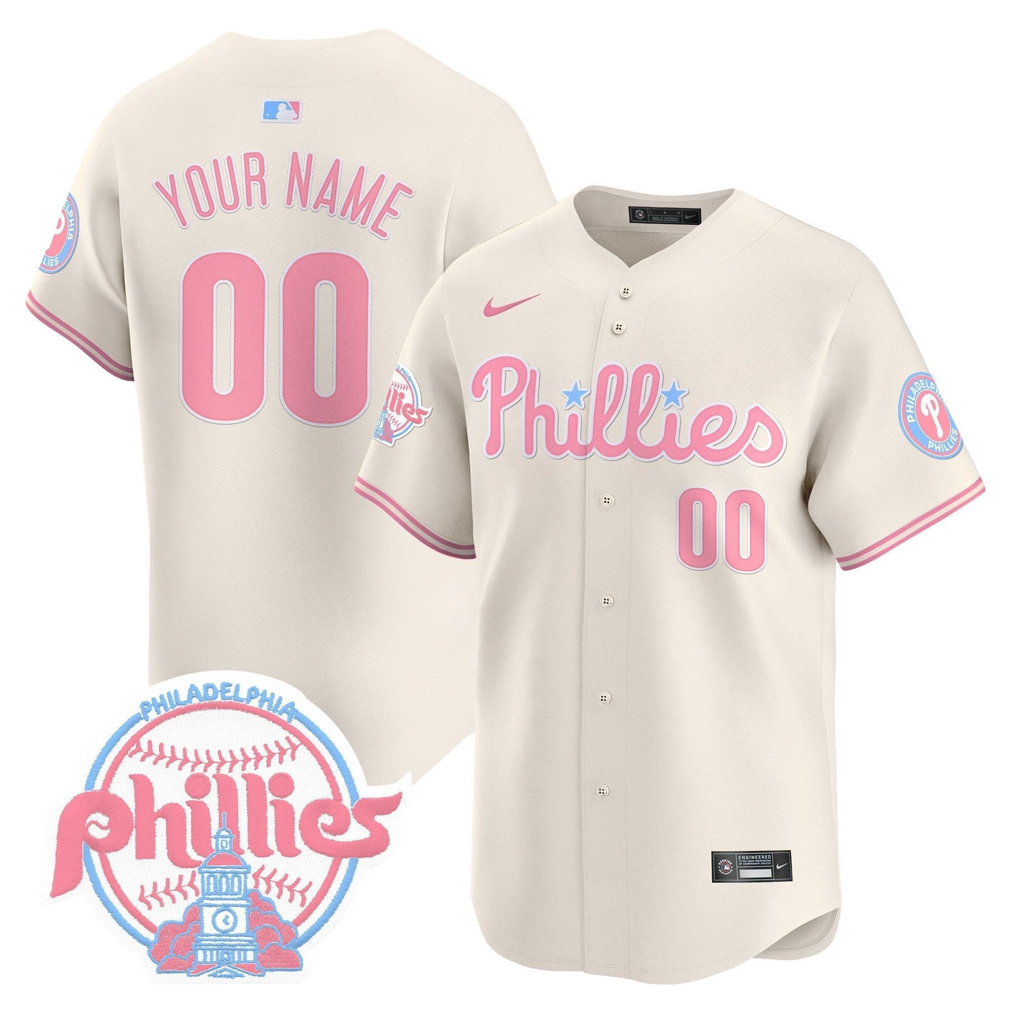 Phillies Bubblegum Pink Vapor Premier Limited Custom Jersey V2 - All Stitched by Philadelphia Phillies