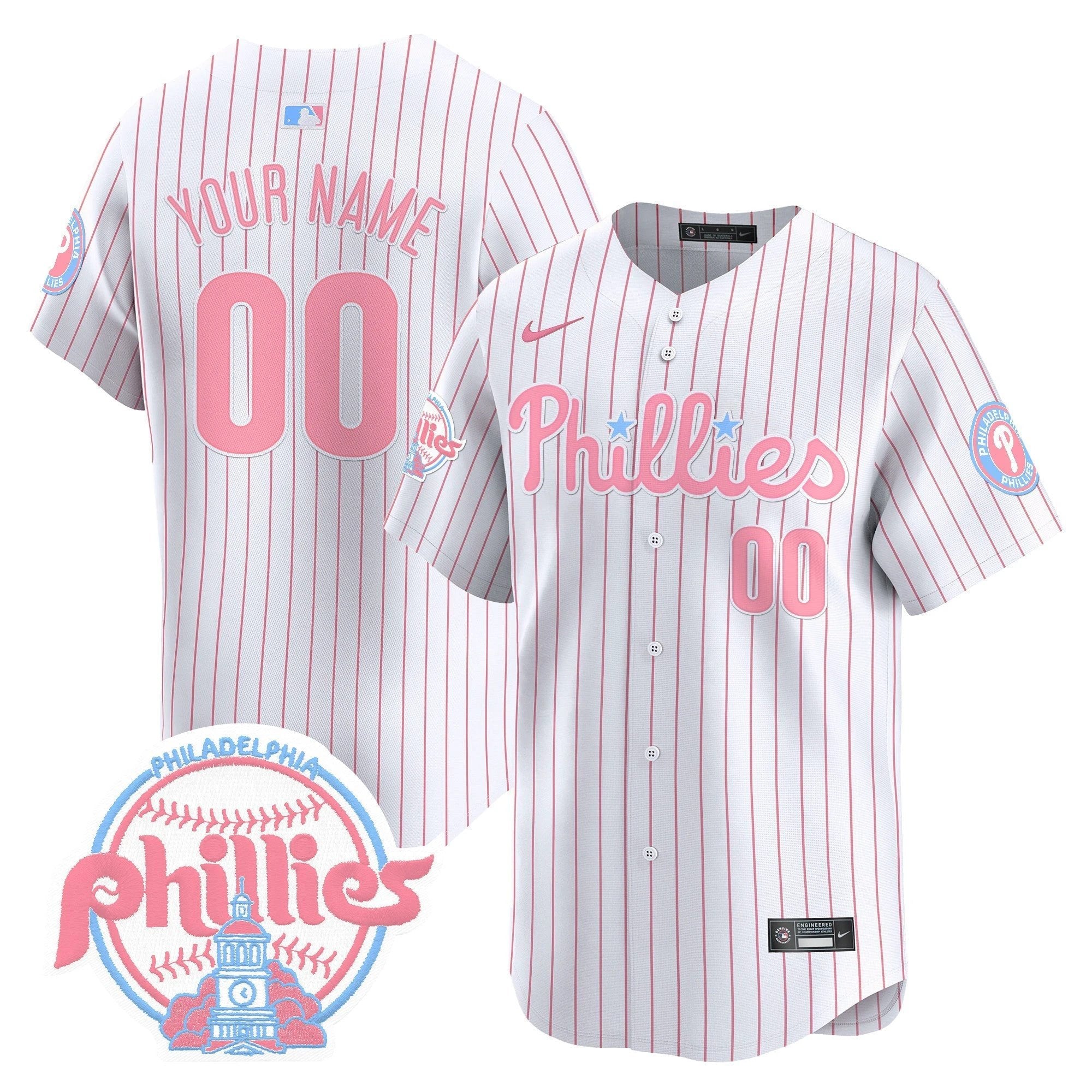 Phillies Bubblegum Pink Vapor Premier Limited Custom Jersey V2 - All Stitched by Philadelphia Phillies