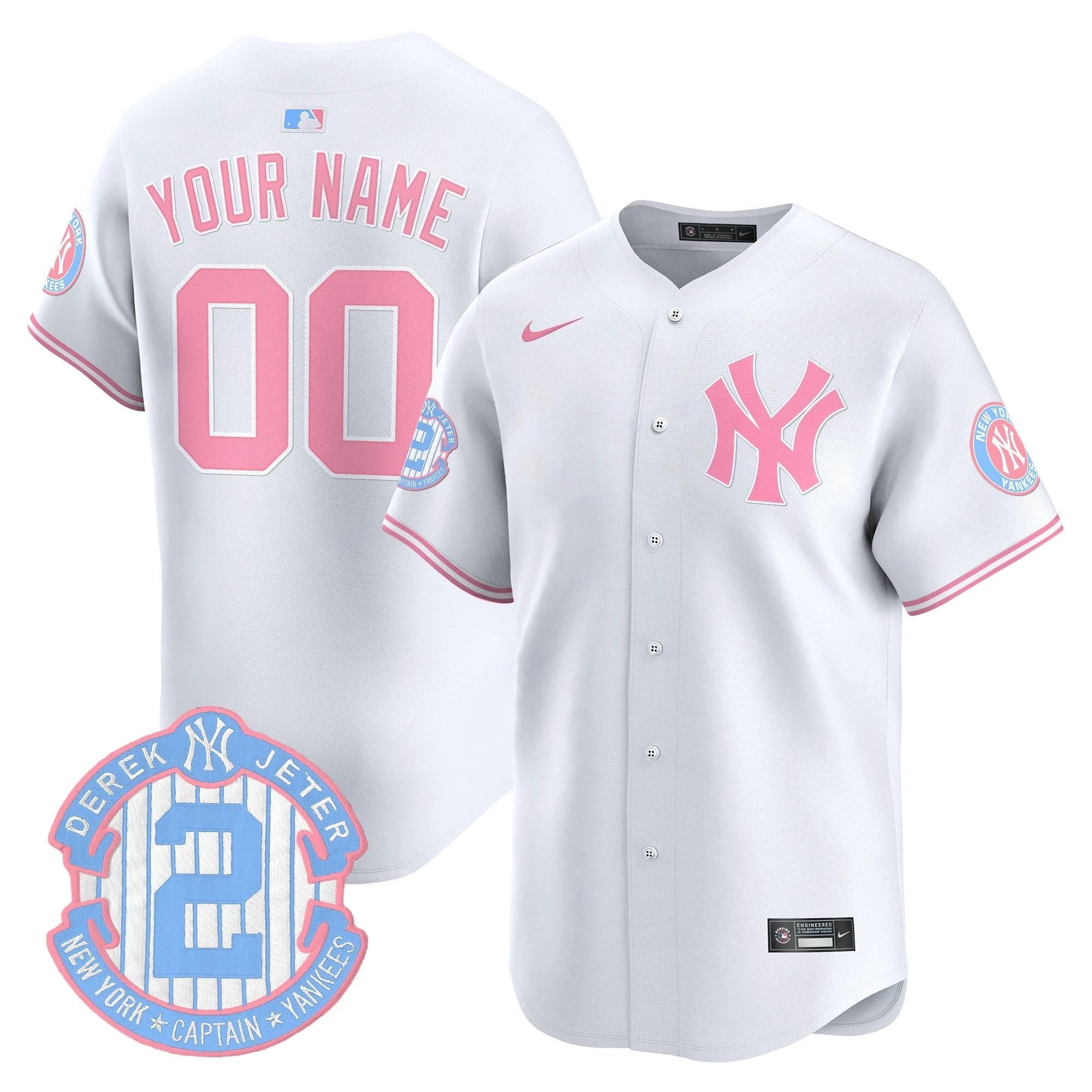 NYY Bubblegum Pink Vapor Premier Limited Custom Jersey - All Stitched by New York Yankees