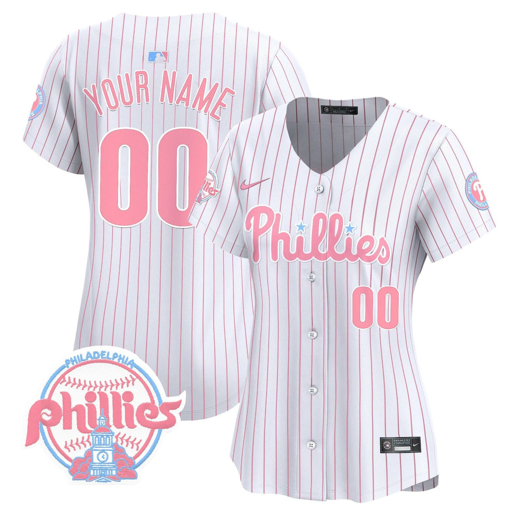 Phillies Bubblegum Pink Vapor Premier Limited Custom Jersey V2 - All Stitched by Philadelphia Phillies