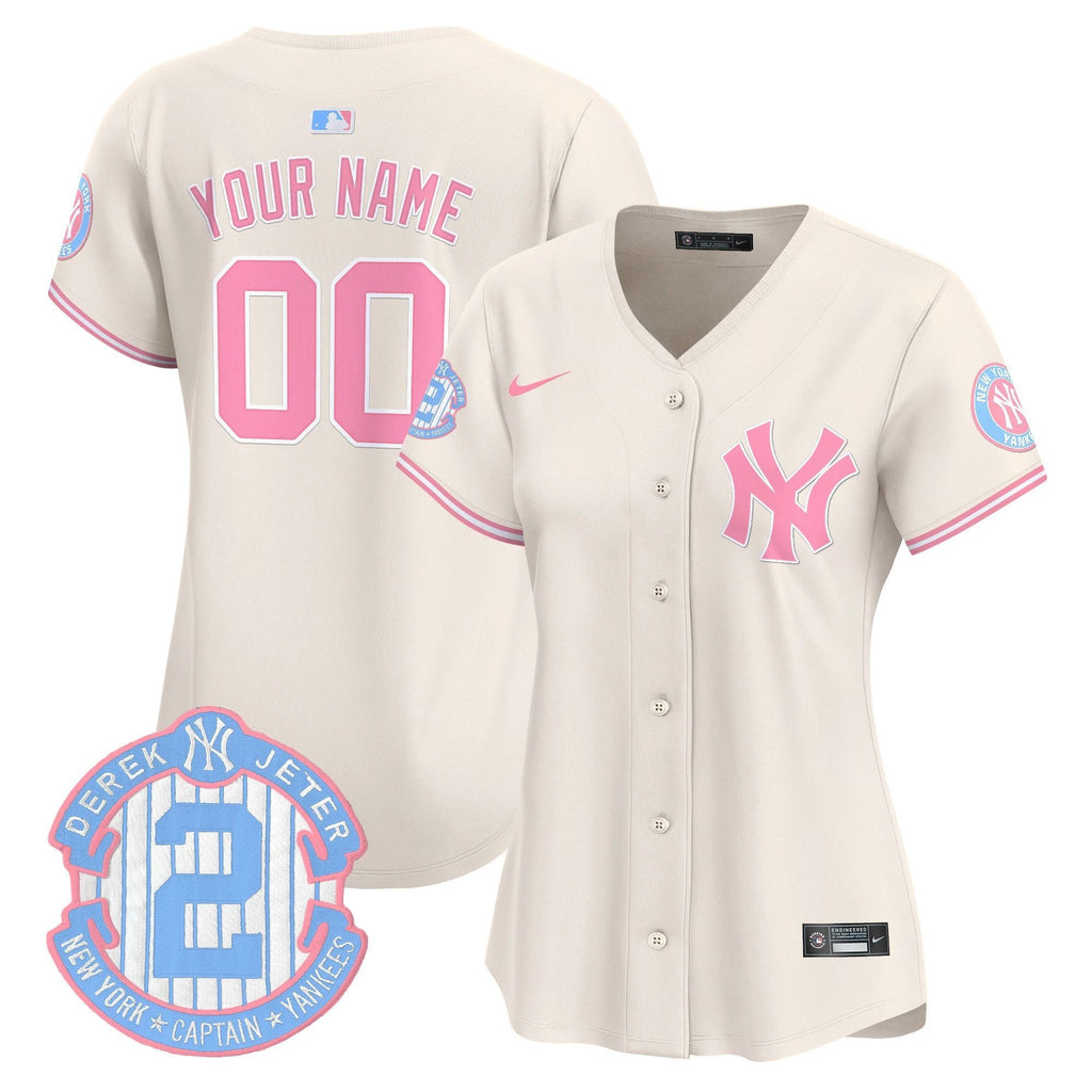 NYY Bubblegum Pink Vapor Premier Limited Custom Jersey - All Stitched by New York Yankees
