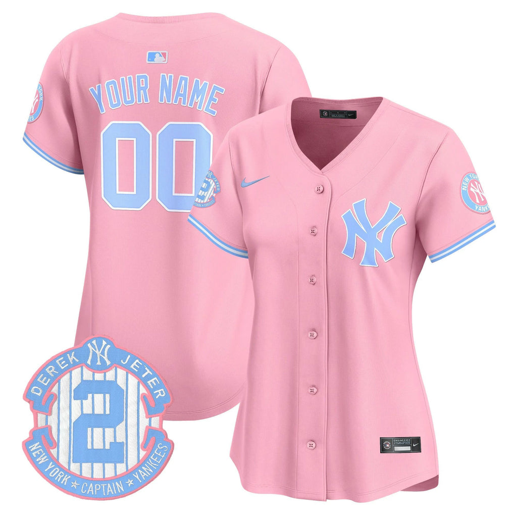 NYY Bubblegum Pink Vapor Premier Limited Custom Jersey - All Stitched by New York Yankees
