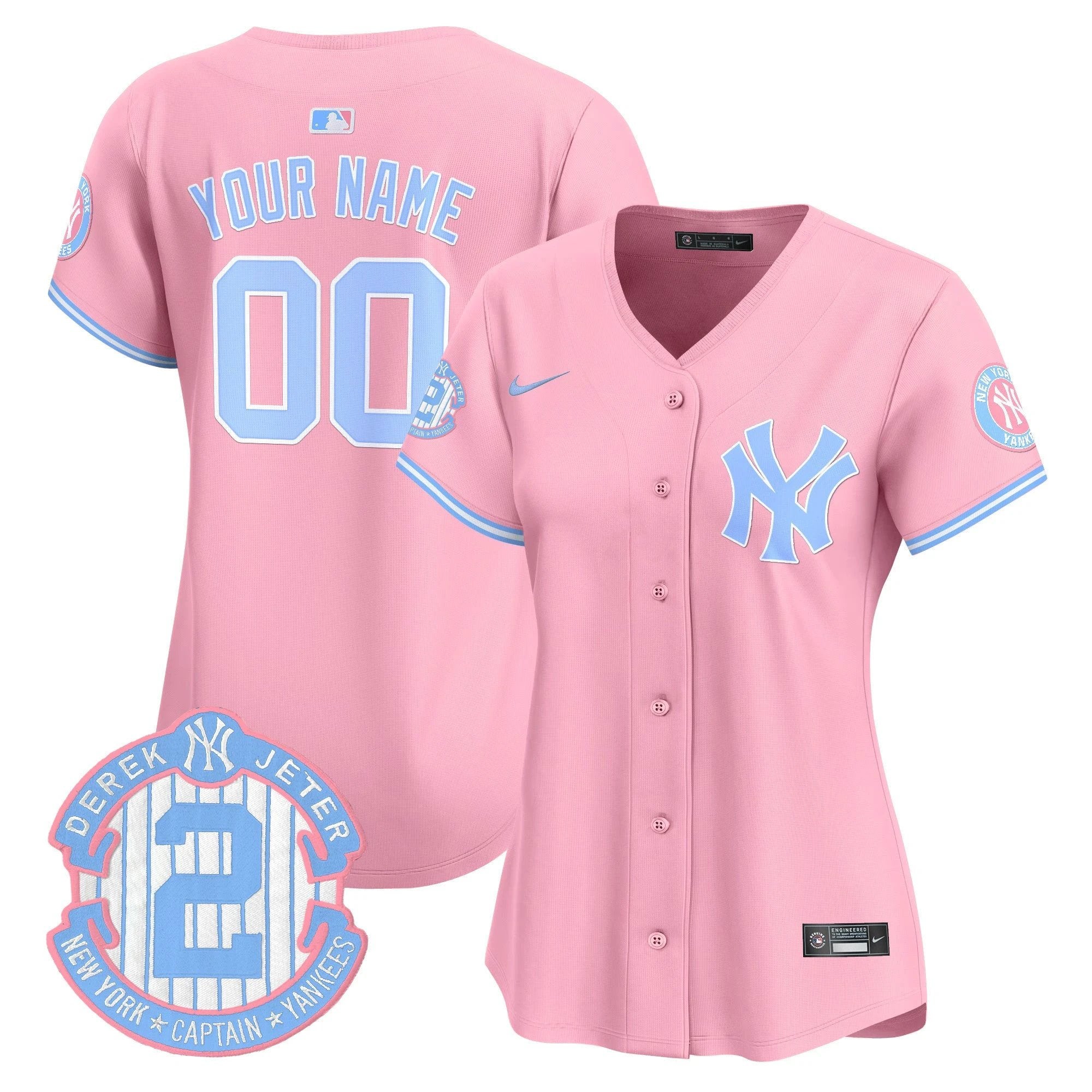 NYY Bubblegum Pink Vapor Premier Limited Custom Jersey - All Stitched by New York Yankees