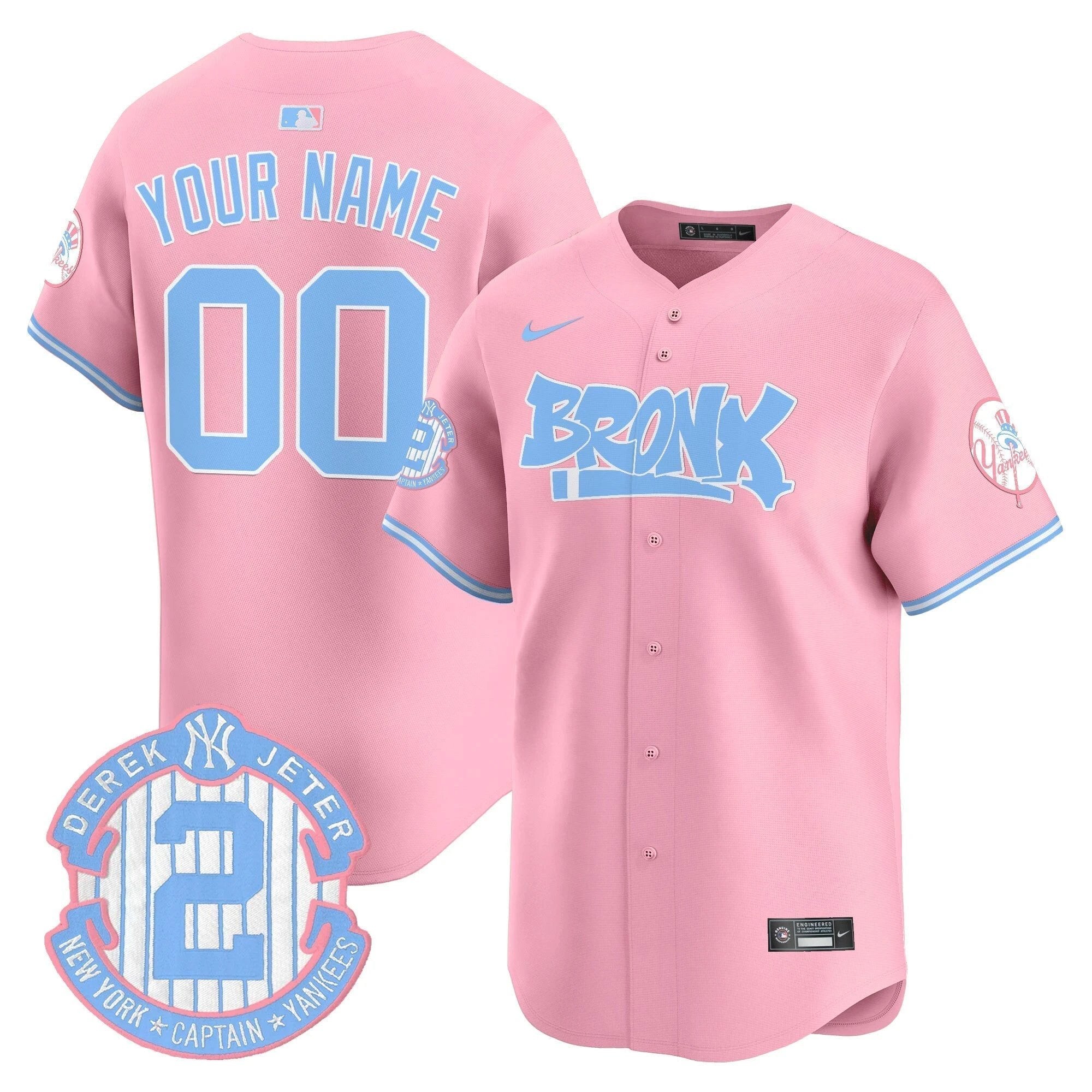 Yankees The Bronx Graffiti Bubblegum Pink Vapor Premier Limited Custom Jersey - All Stitched by New York Yankees