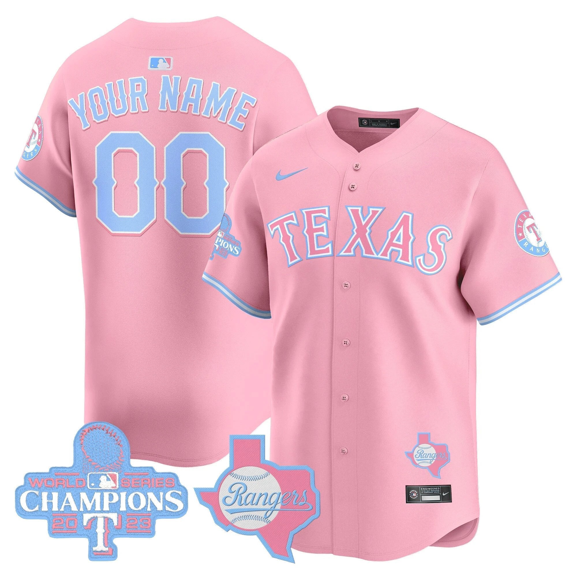 Texas Rangers Bubblegum Pink Vapor Premier Limited Custom Jersey - All Stitched by Texas Rangers
