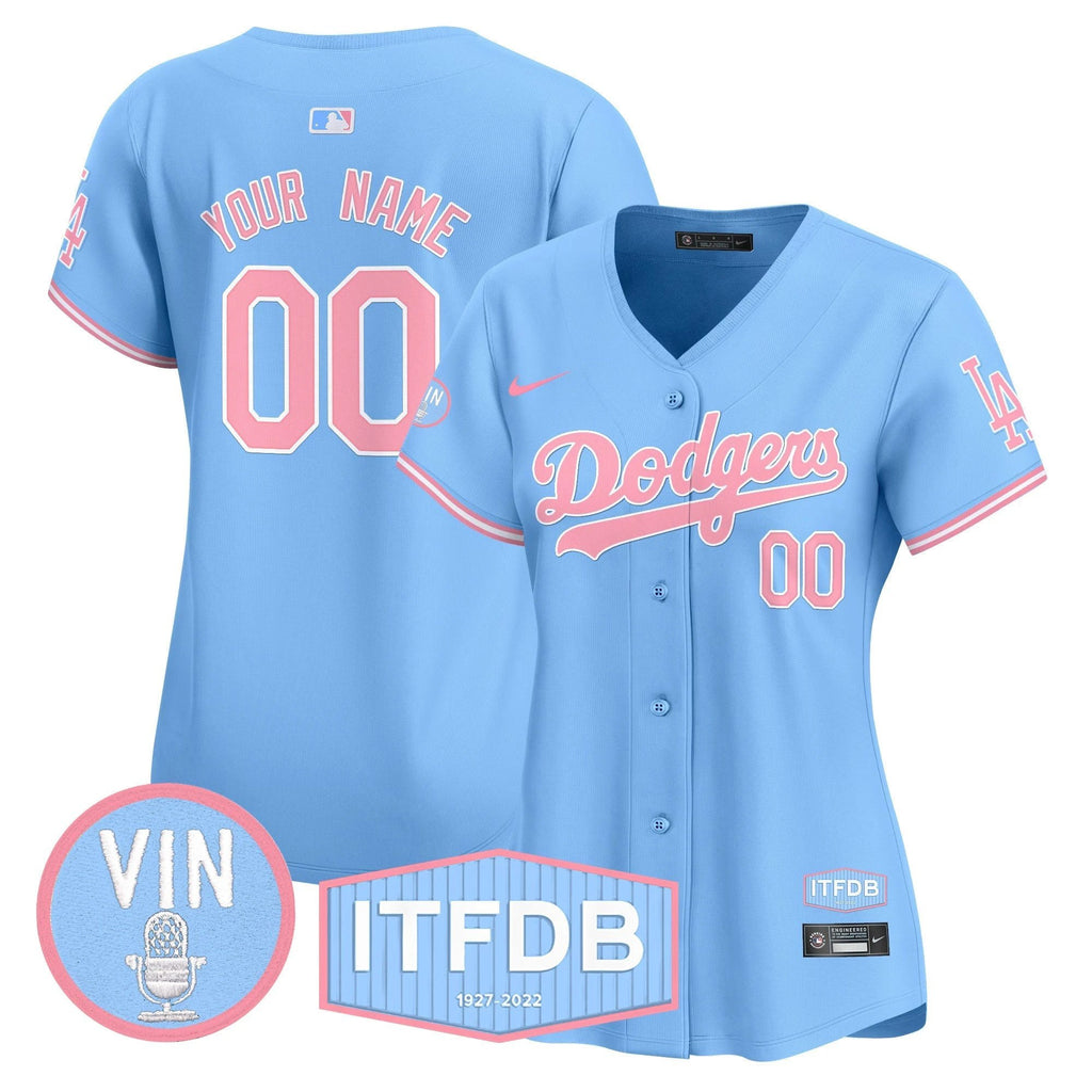 Dodgers Vin ITFDB Patch Bubblegum Pink Vapor Premier Limited Custom Jersey - All Stitched by Los Angeles Dodgers