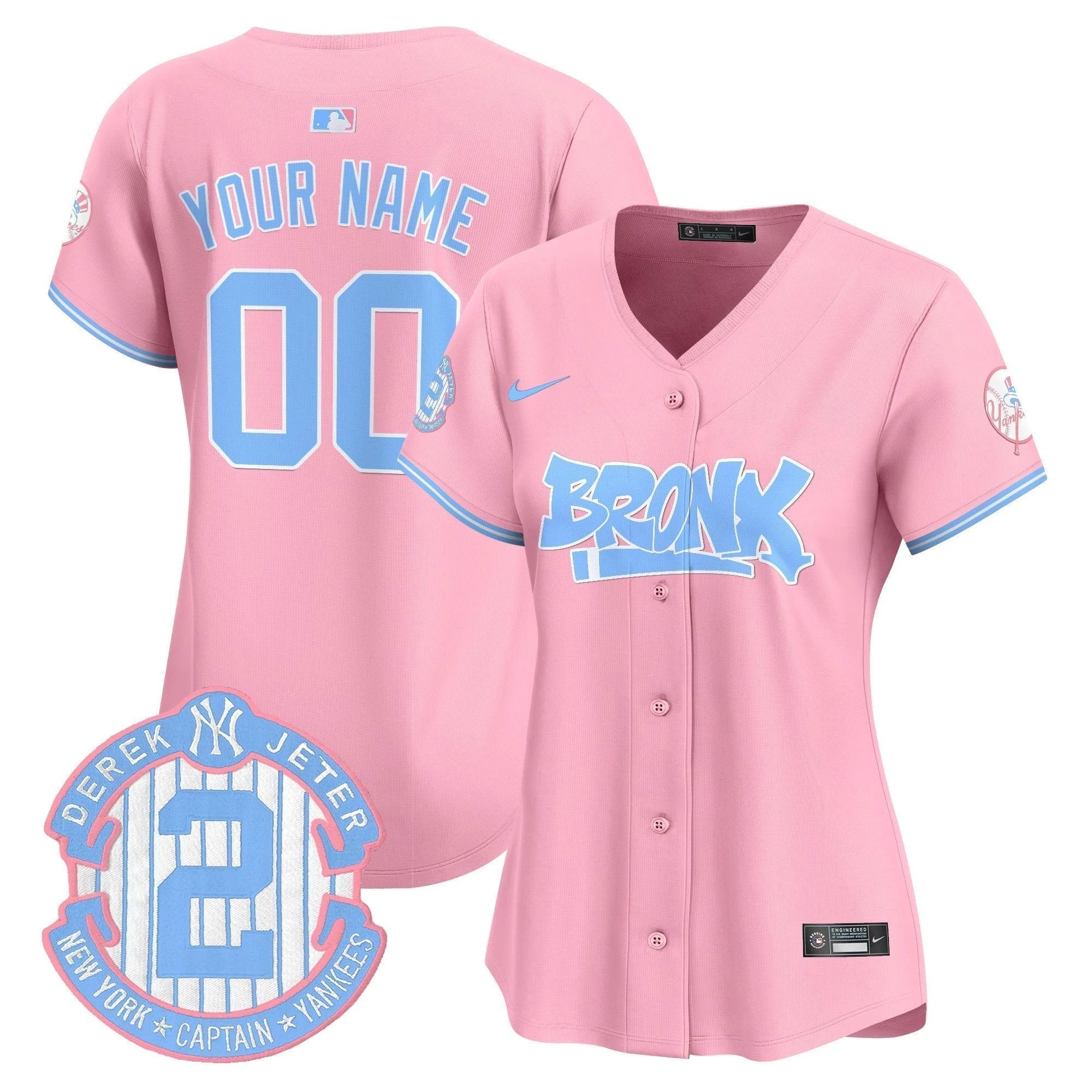 Yankees The Bronx Graffiti Bubblegum Pink Vapor Premier Limited Custom Jersey - All Stitched by New York Yankees