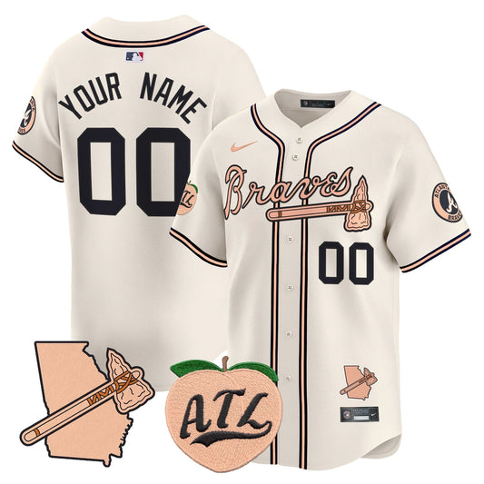 Atlanta Braves Peach Vapor Premier Limited Custom Jersey - All Stitched by Atlanta Braves