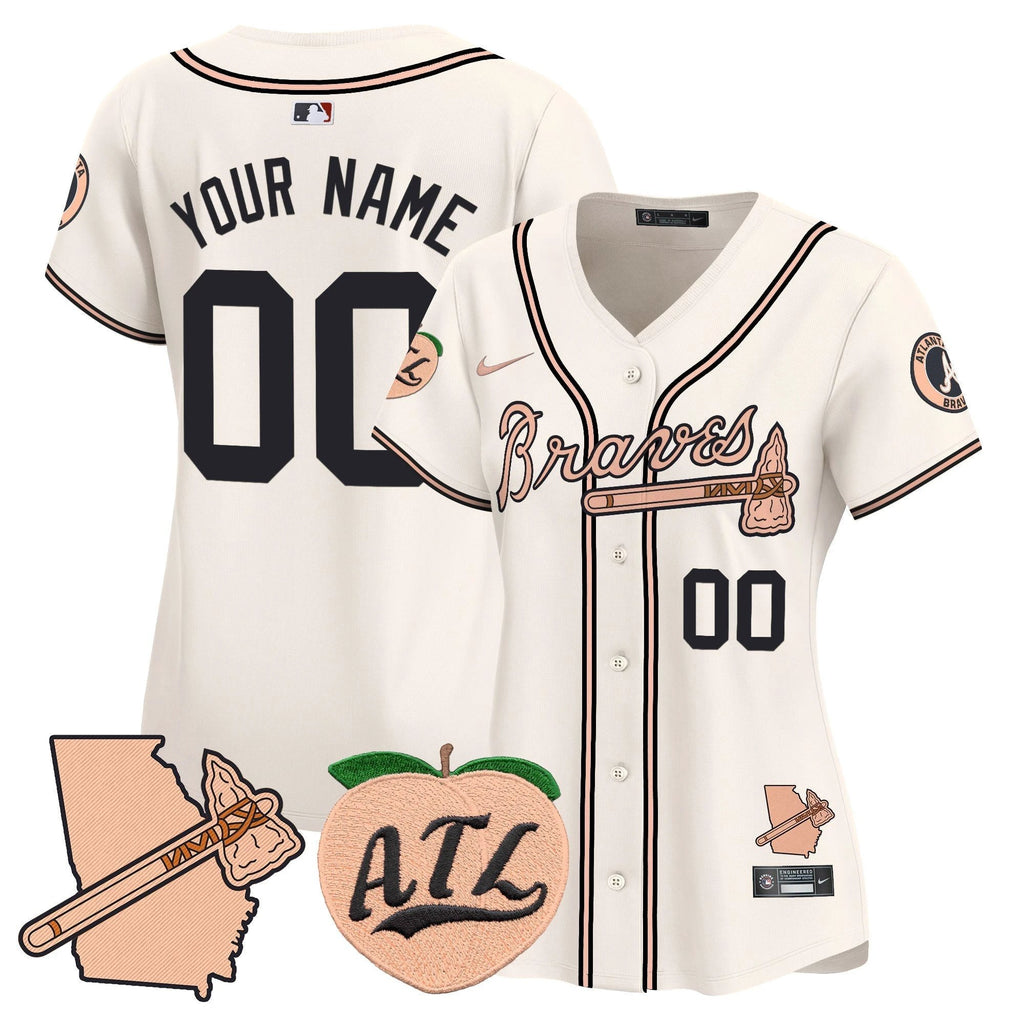 Atlanta Braves Peach Vapor Premier Limited Custom Jersey - All Stitched by Atlanta Braves