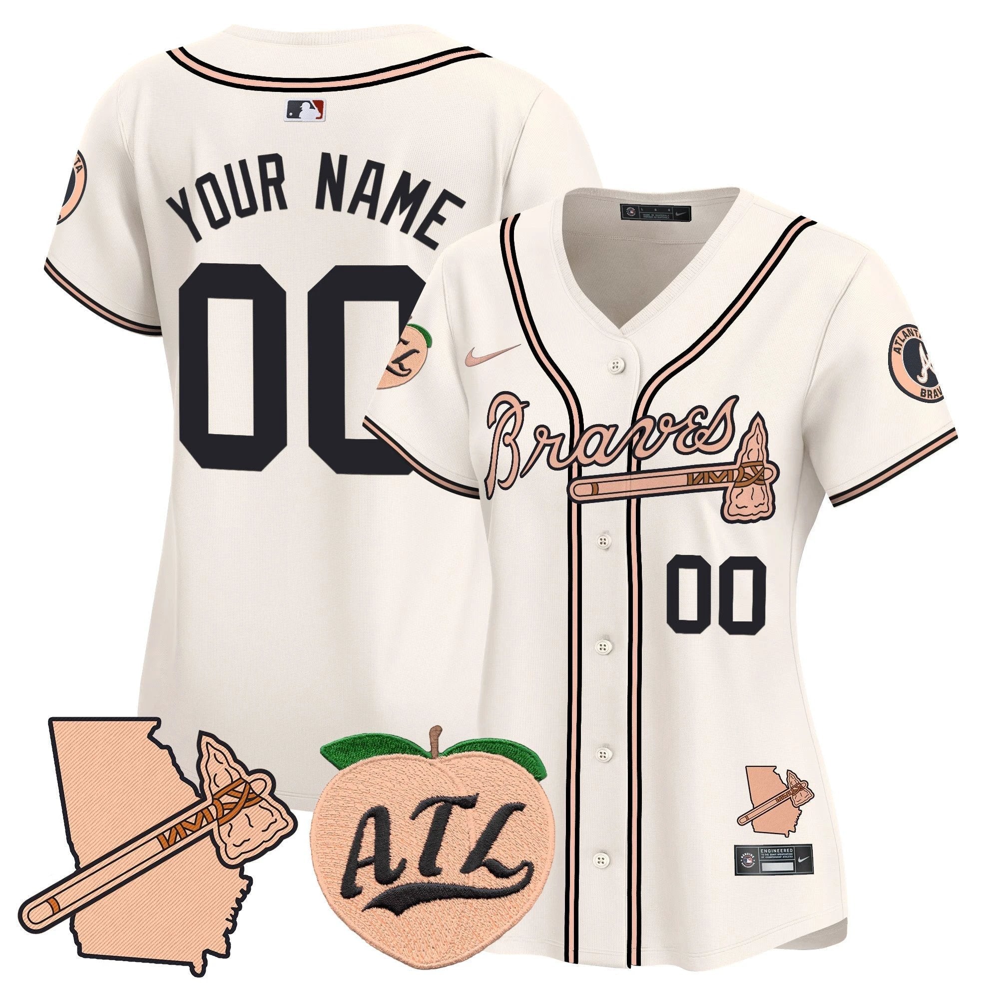 Atlanta Braves Peach Vapor Premier Limited Custom Jersey - All Stitched by Atlanta Braves