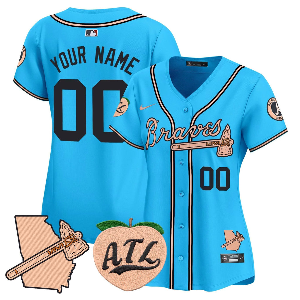 Atlanta Braves Peach Vapor Premier Limited Custom Jersey - All Stitched by Atlanta Braves