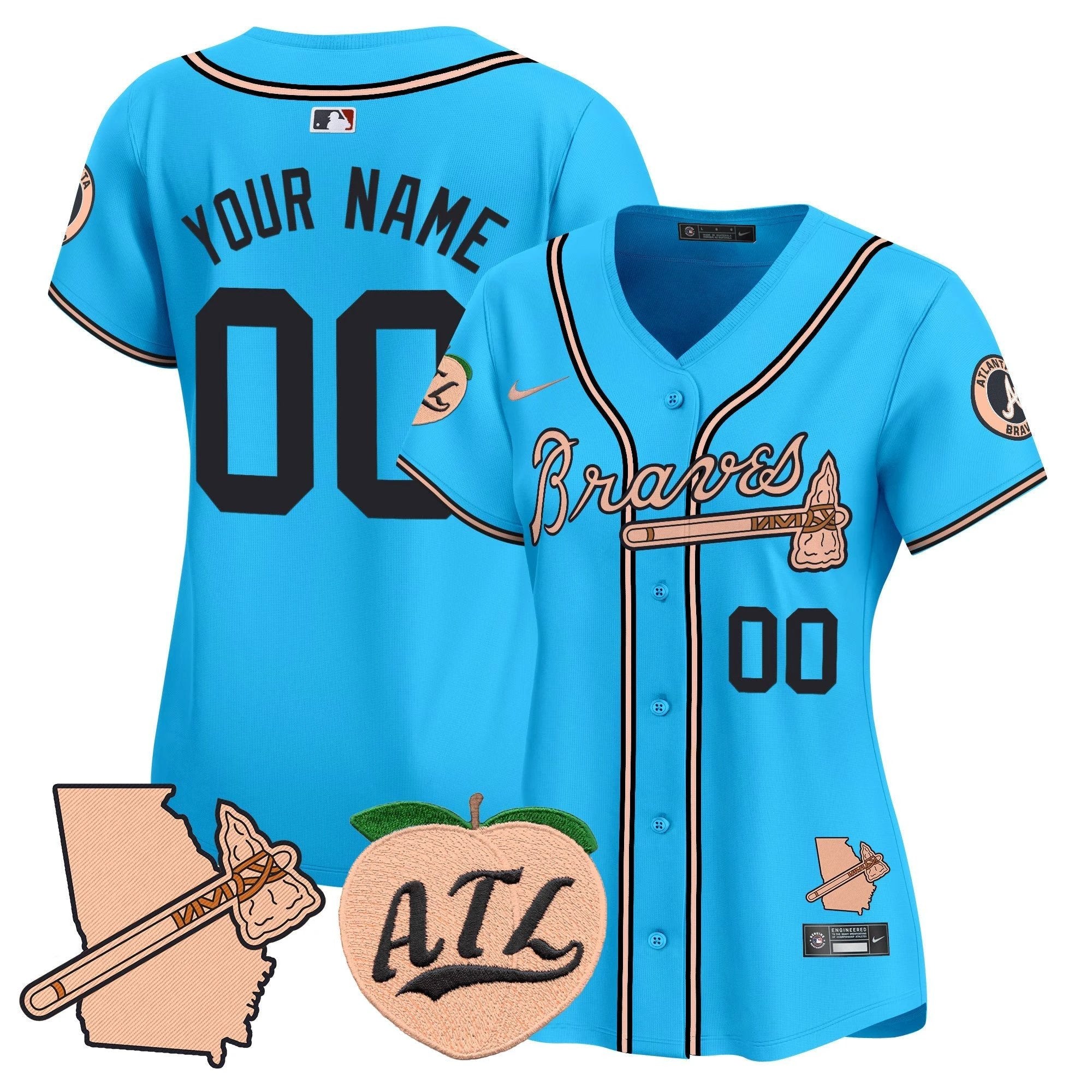 Atlanta Braves Peach Vapor Premier Limited Custom Jersey - All Stitched by Atlanta Braves