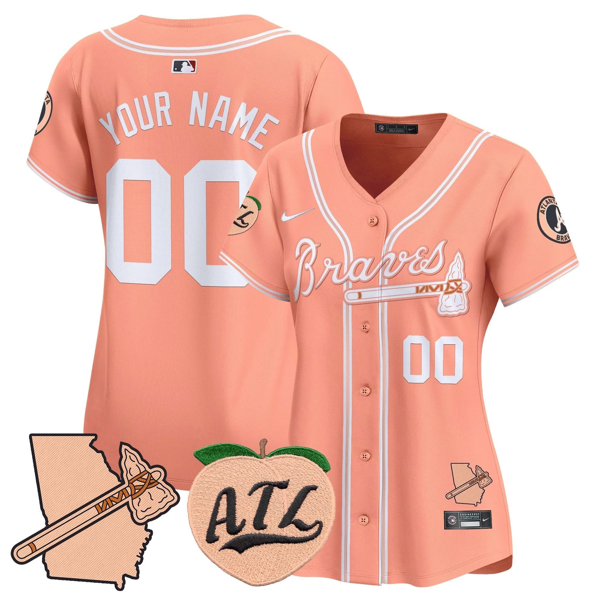 Atlanta Braves Peach Vapor Premier Limited Custom Jersey - All Stitched by Atlanta Braves