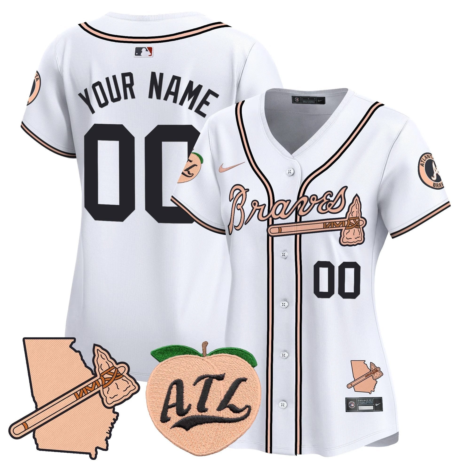 Atlanta Braves Peach Vapor Premier Limited Custom Jersey - All Stitched by Atlanta Braves