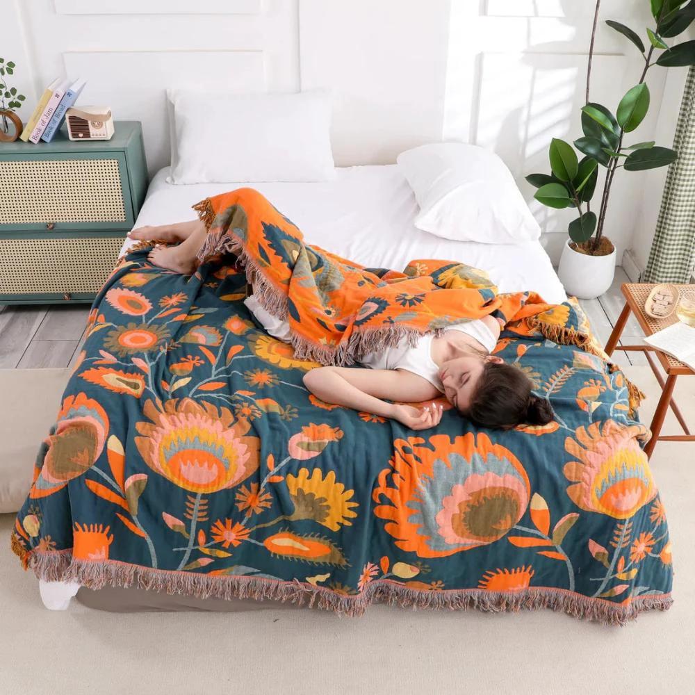 Wildflower Bloom Cotton Throw by Casa & Beyond