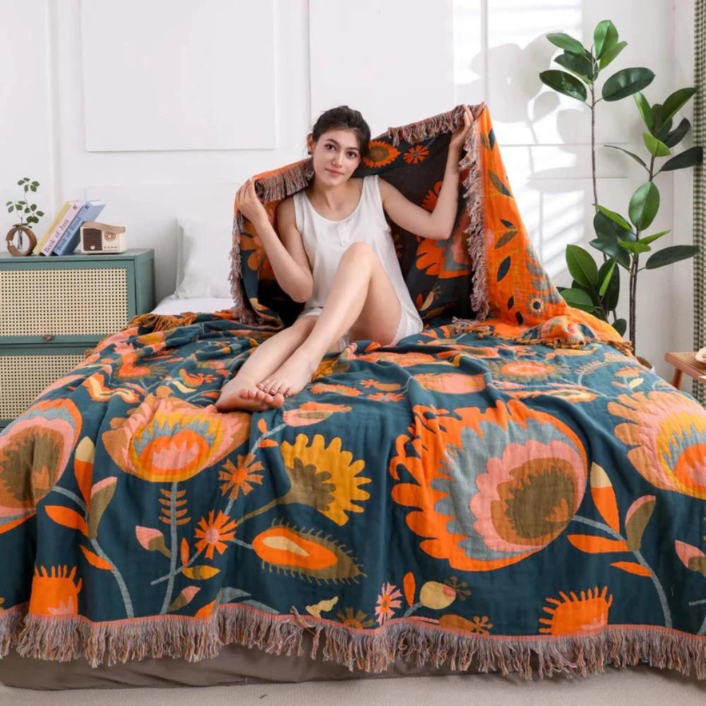 Wildflower Bloom Cotton Throw by Casa & Beyond