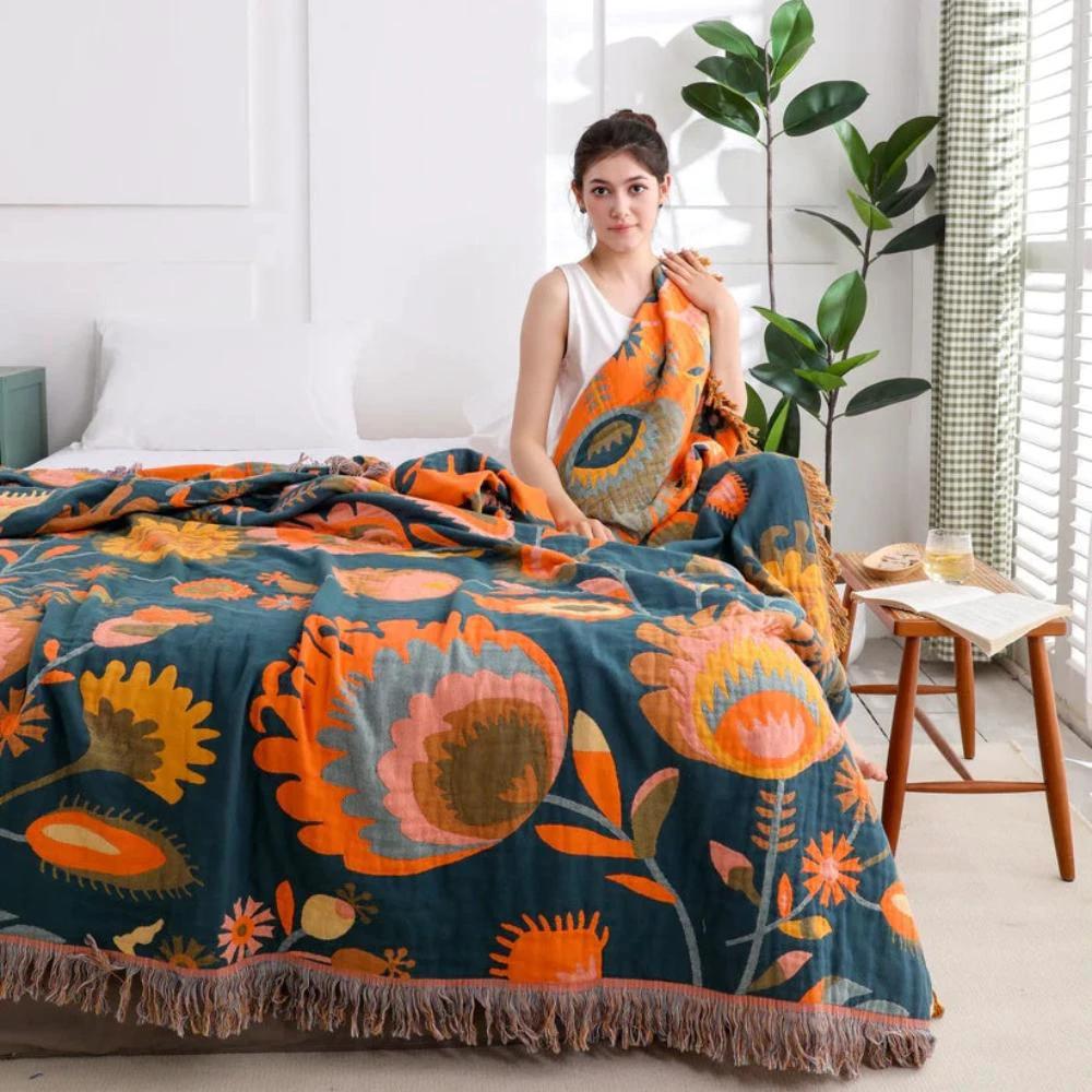 Wildflower Bloom Cotton Throw by Casa & Beyond