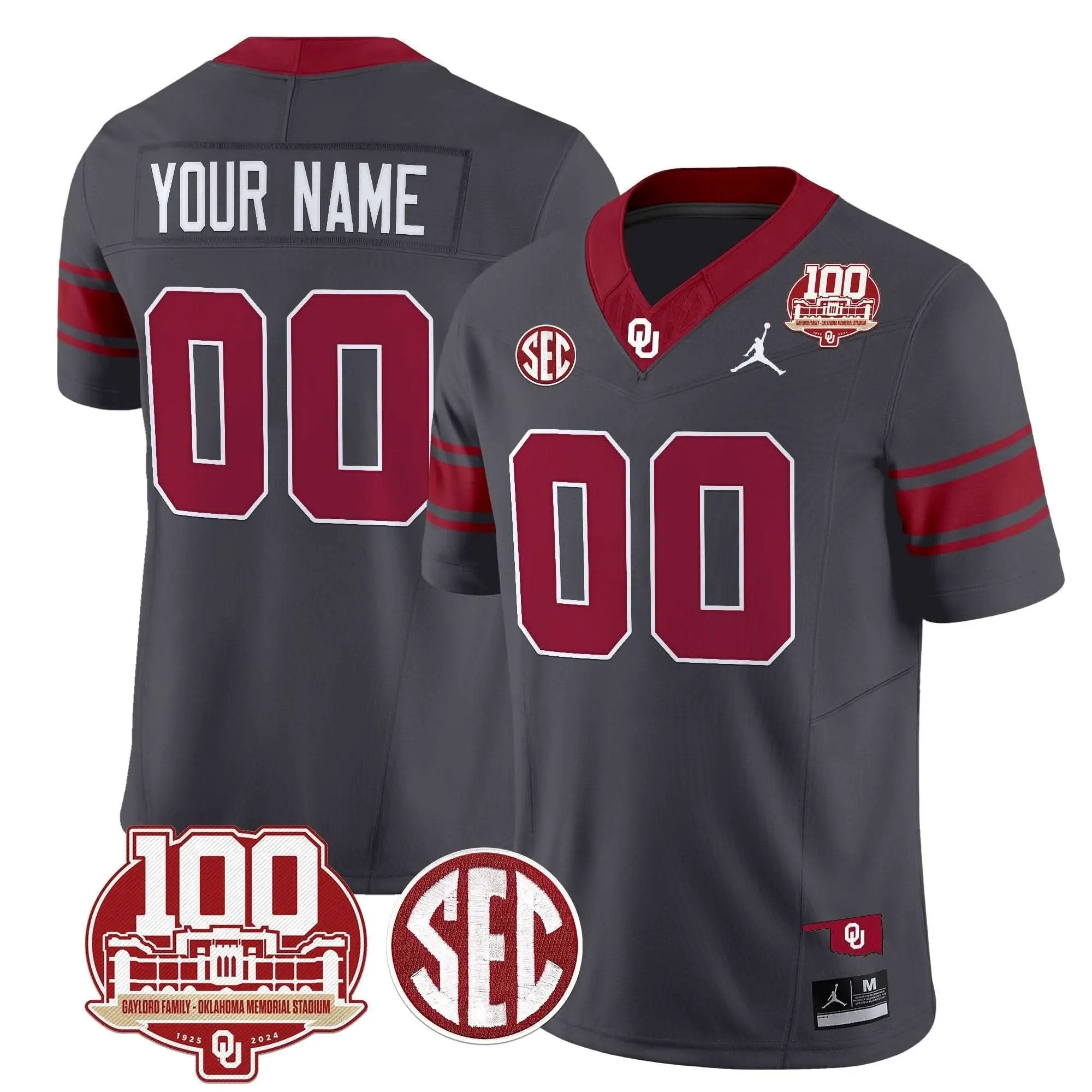 OS 100th Anniversary Patch Vapor Limited Custom Jersey by Oklahoma Sooners