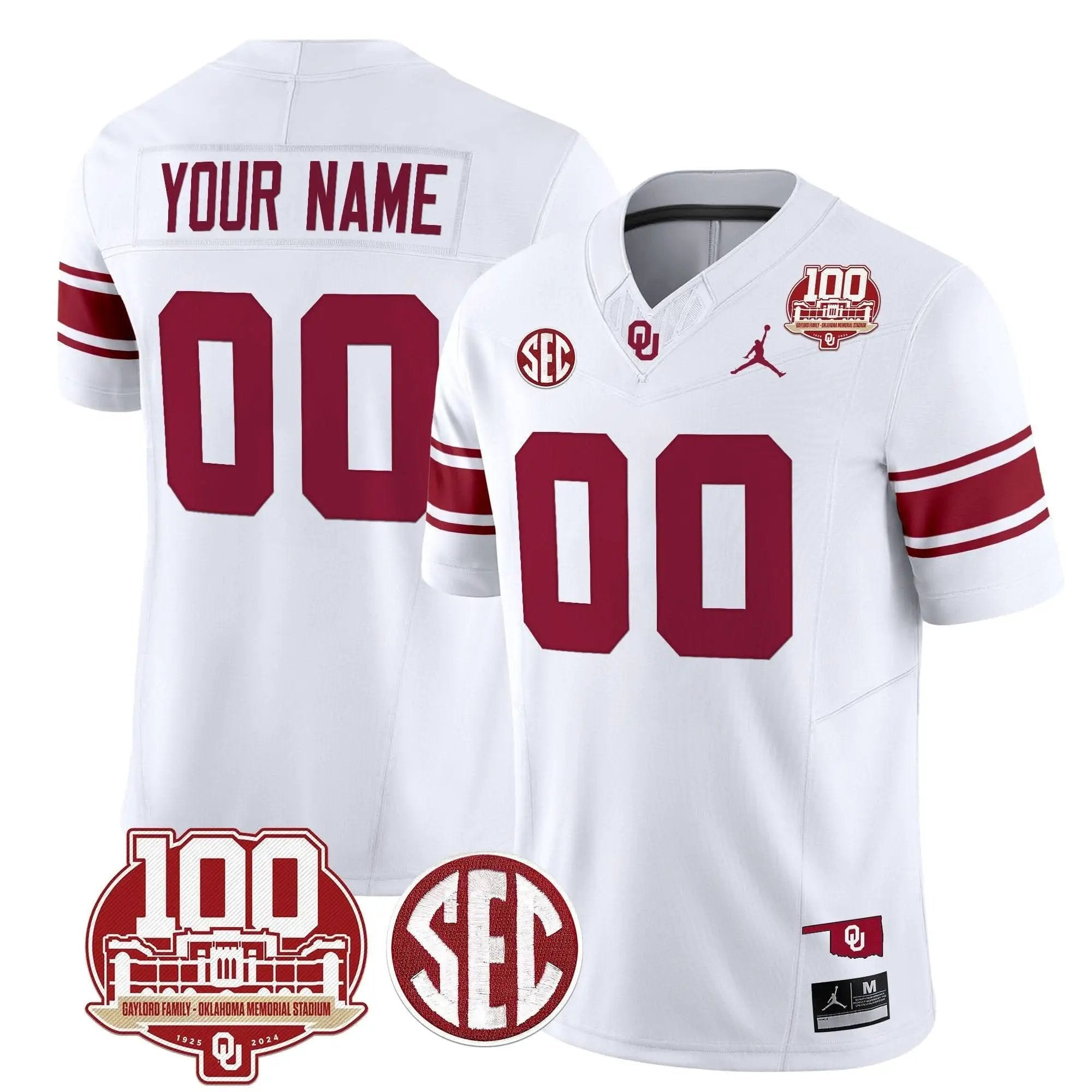 OS 100th Anniversary Patch Vapor Limited Custom Jersey by Oklahoma Sooners