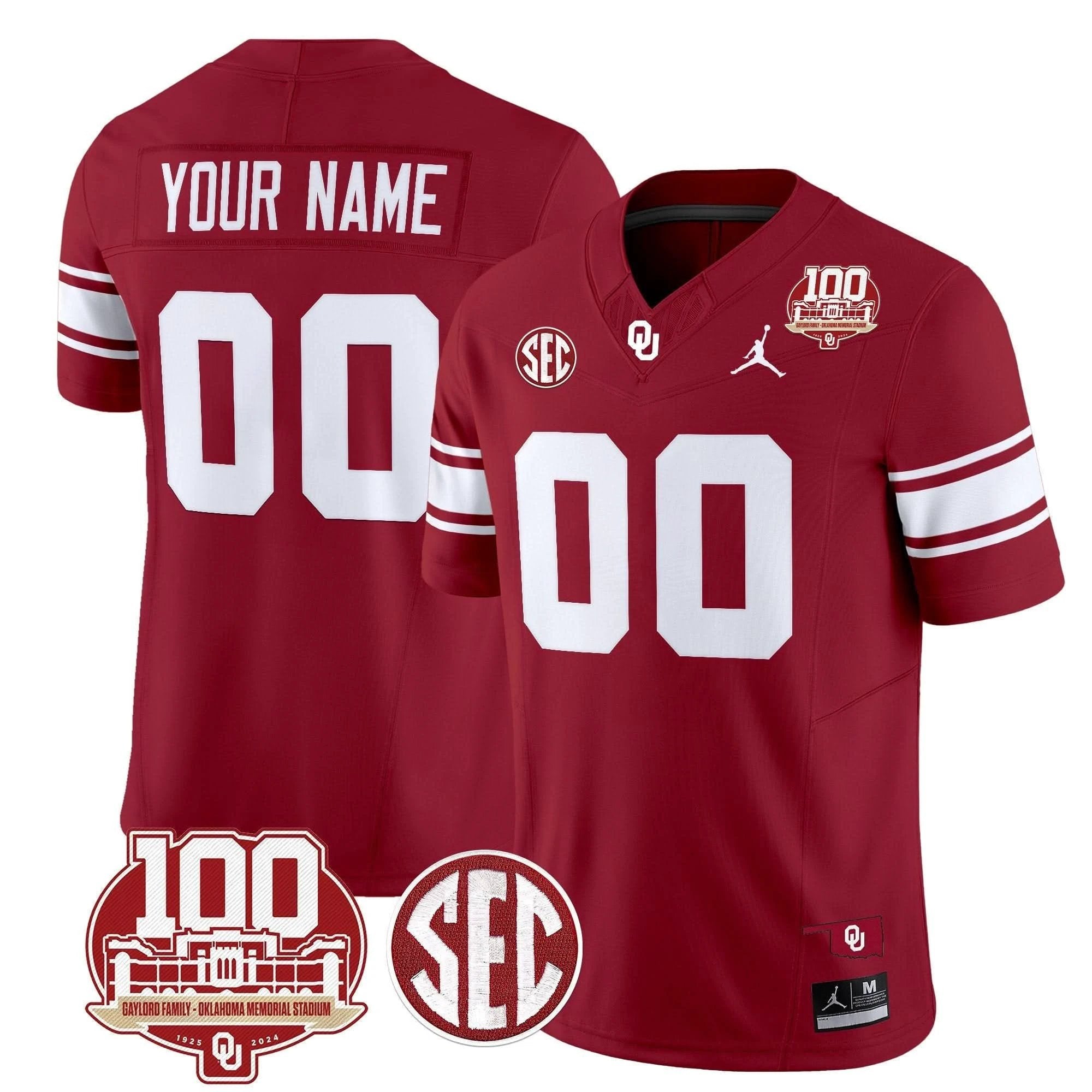 Custom Oklahoma Sooners Jersey 100th Anniversary Patch Vapor Limited Stitched by Oklahoma Sooners