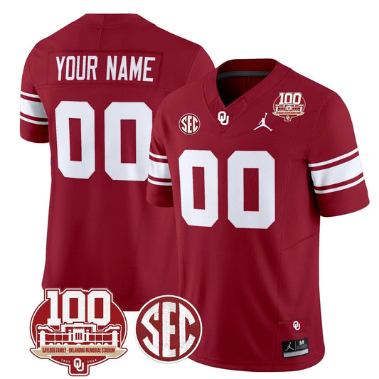 Custom Oklahoma Sooners Jersey 100th Anniversary Patch Vapor Limited Stitched by Oklahoma Sooners