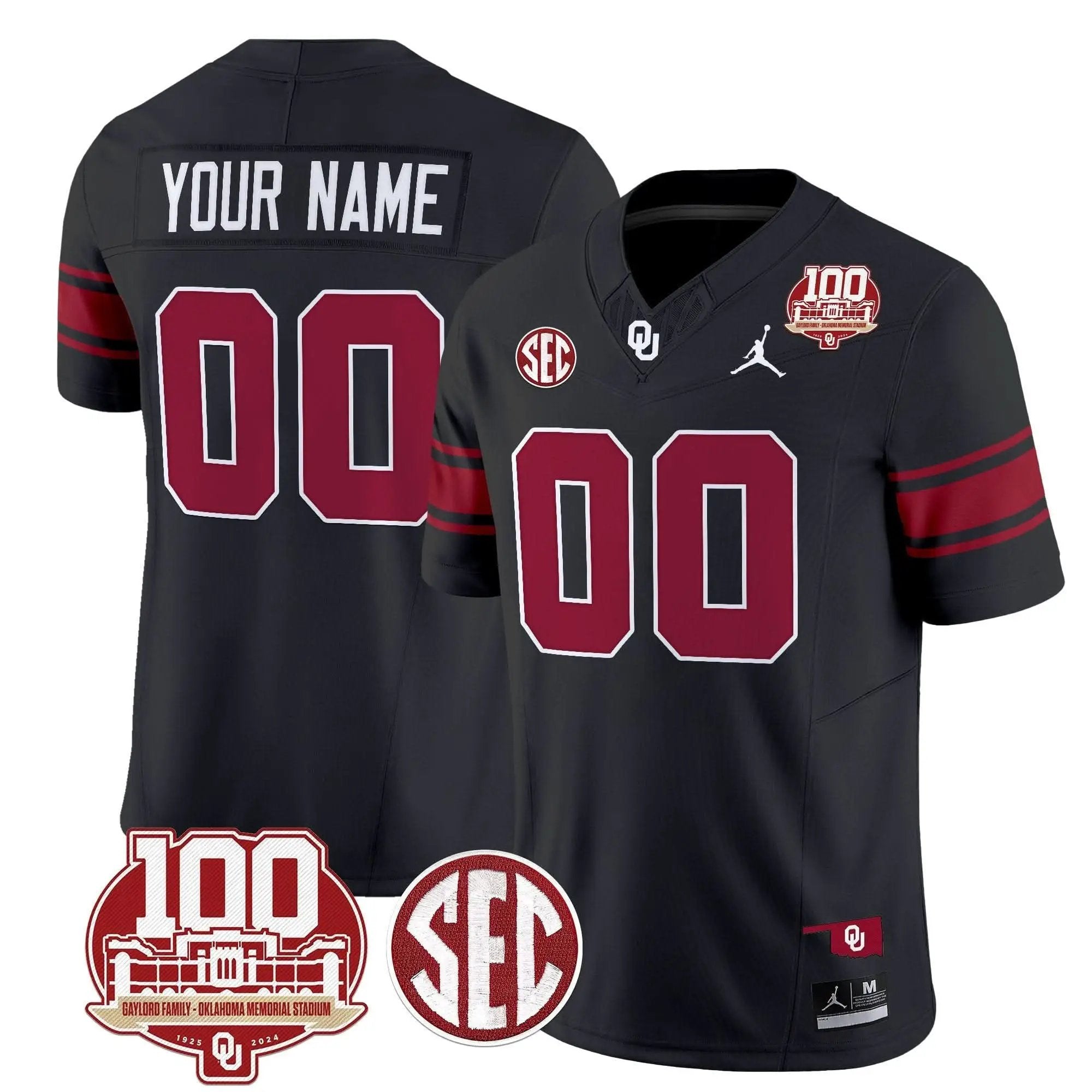 OS 100th Anniversary Patch Vapor Limited Custom Jersey by Oklahoma Sooners