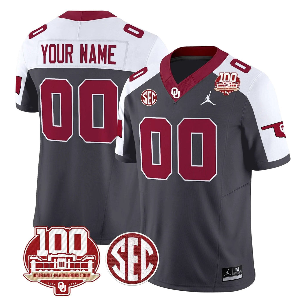 Custom Oklahoma Sooners Jersey 100th Anniversary Patch Vapor Limited Stitched by Oklahoma Sooners