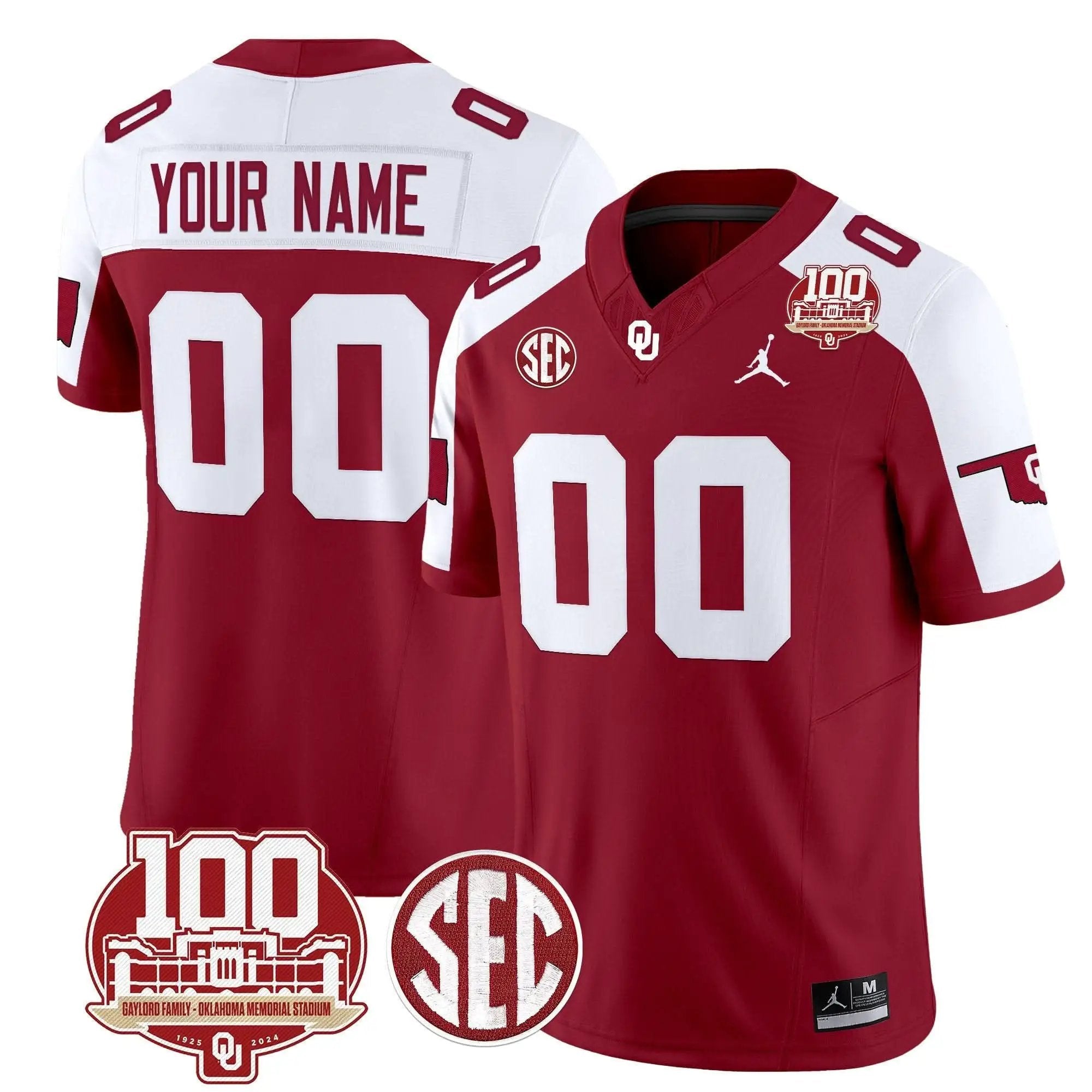 OS 100th Anniversary Patch Vapor Limited Custom Jersey by Oklahoma Sooners