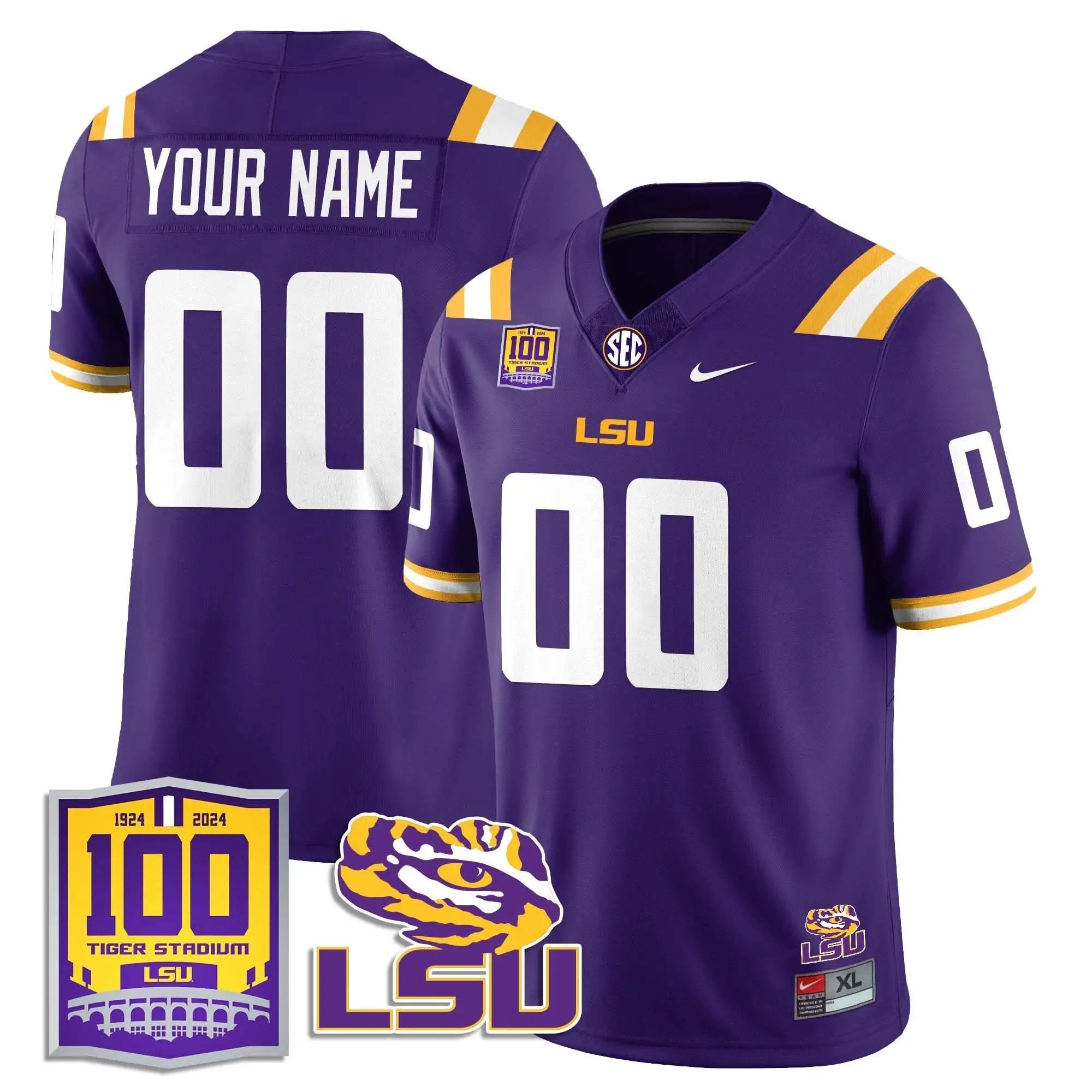 Custom LSU Football 2024 Vapor Jersey - 100th Tigers Stadium by LSU Tigers