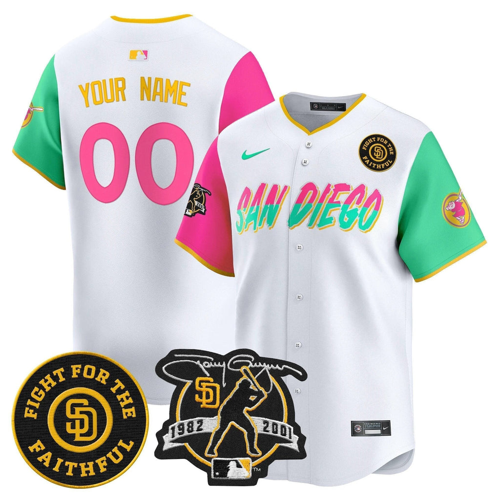 Padres Tony Gwynn & Faithful Patch Vapor Premier Limited Custom Jersey – All Stitched by San Diego Padres