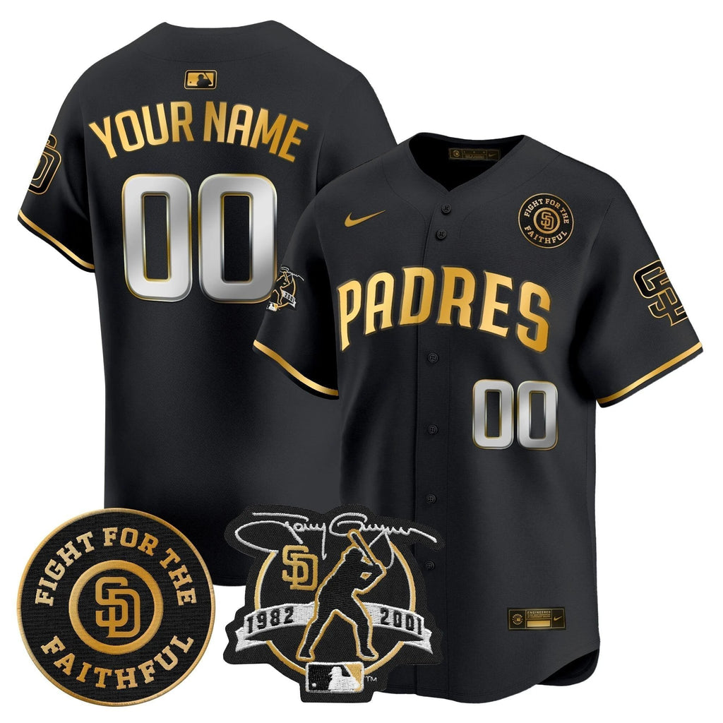 Padres Tony Gwynn & Faithful Patch Vapor Premier Limited Custom Jersey – All Stitched by San Diego Padres