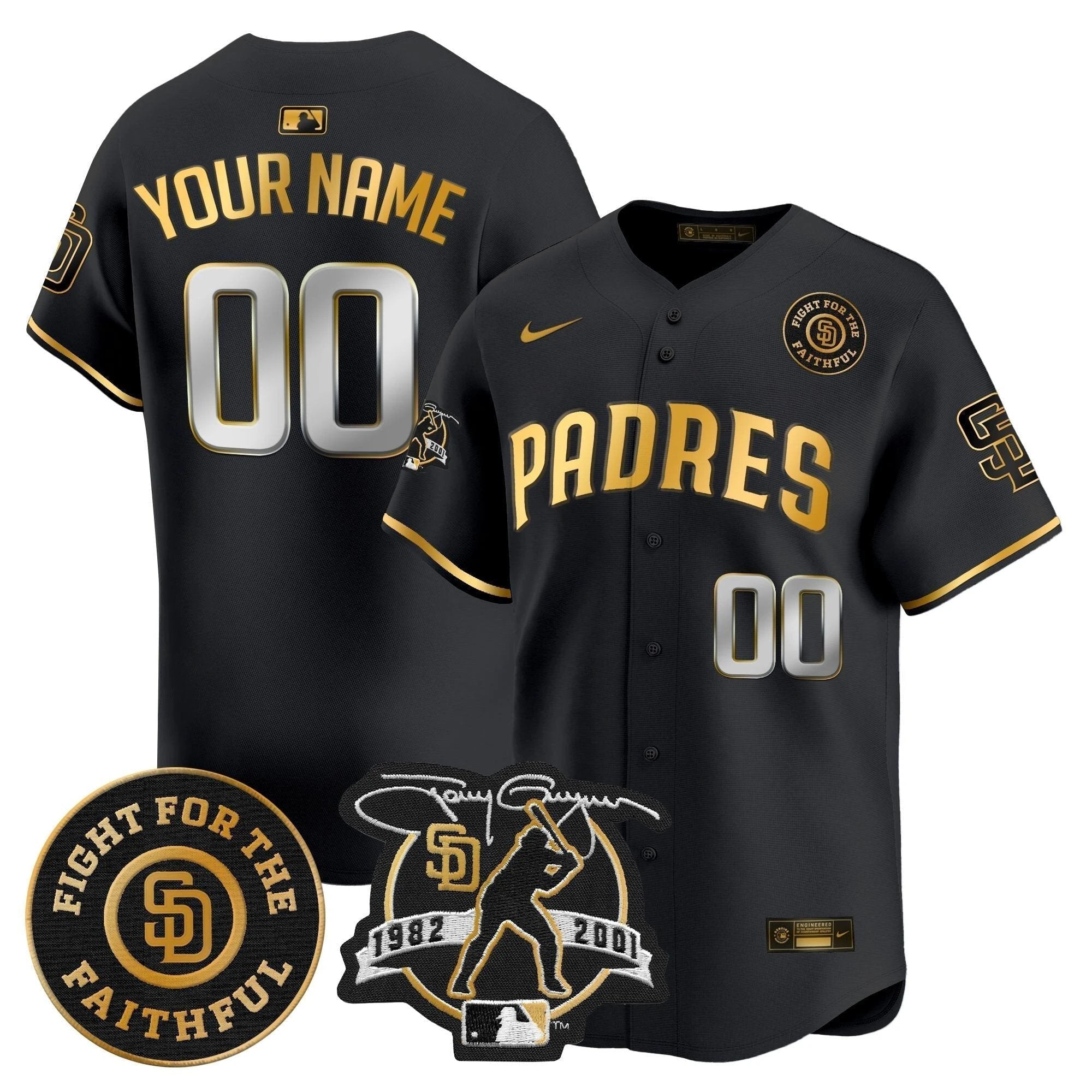 Padres Tony Gwynn & Faithful Patch Vapor Premier Limited Custom Jersey – All Stitched by San Diego Padres