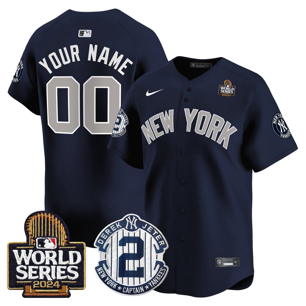 Yankees Derek Jeter Patch 2024 World Series Vapor Premier Limited Custom Jersey - All Stitched by New York Yankees