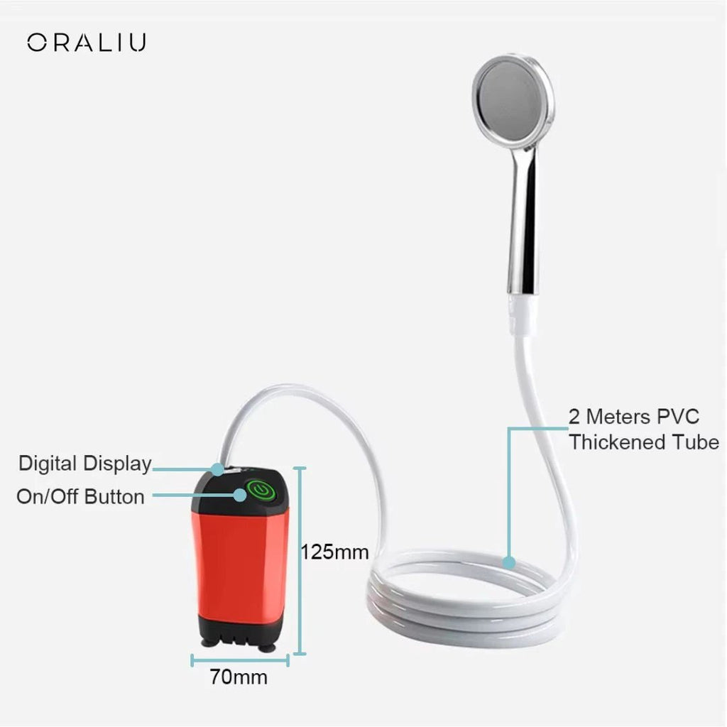Portable Camping Shower with Pump – USB Rechargeable, 4400mAh Battery, Compact & Easy Setup by BowLift