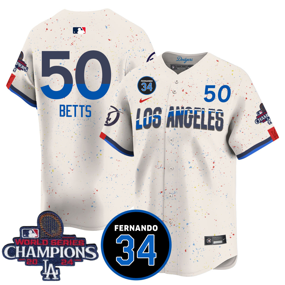 LA Dodgers - World Series Champions 2024/Fernando Valenzuela Memorial Jersey - All Stitched N1 by Los Angeles Dodgers