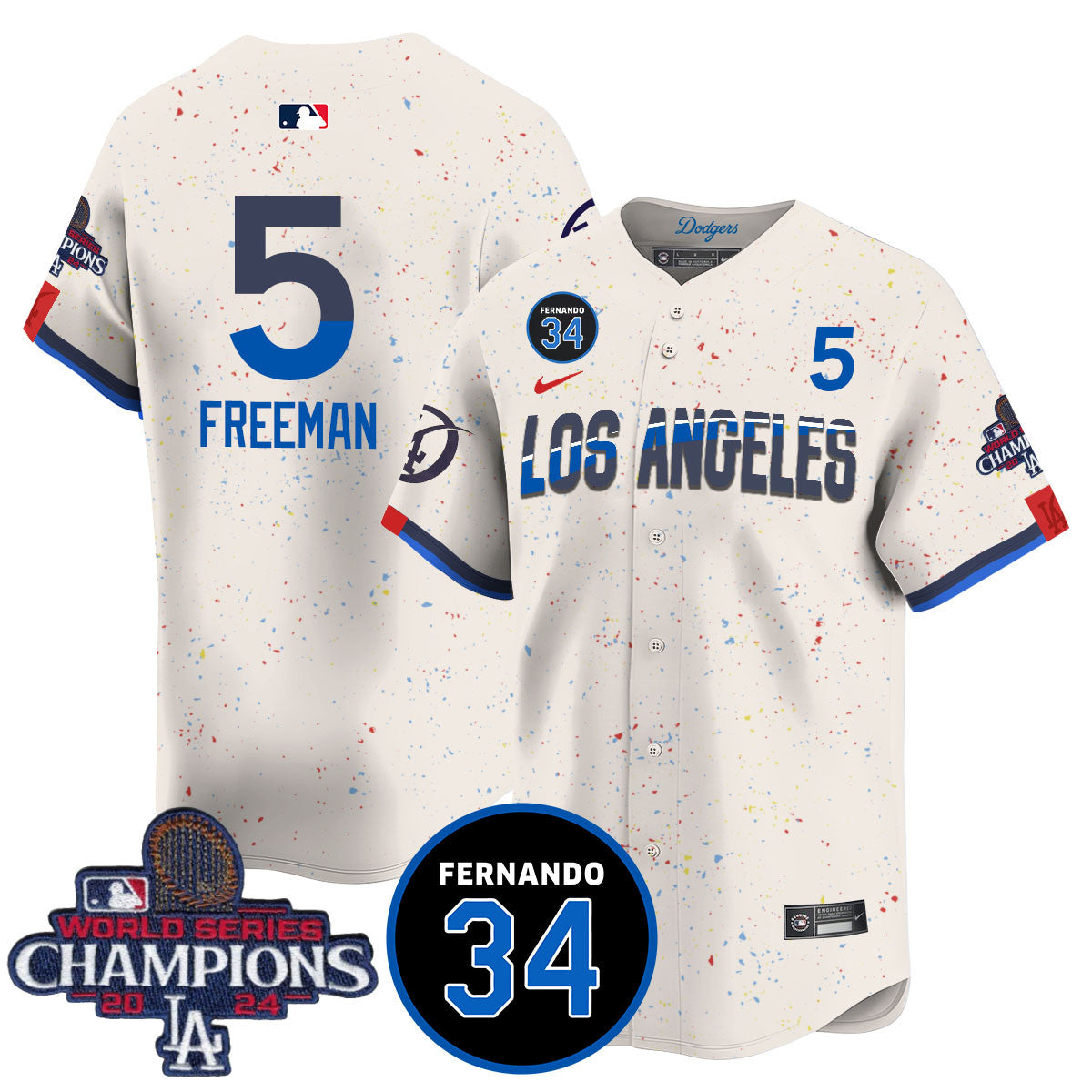 LA Dodgers - World Series Champions 2024/Fernando Valenzuela Memorial Jersey - All Stitched N1 by Los Angeles Dodgers