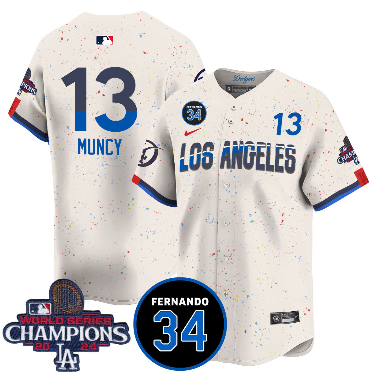 LA Dodgers - World Series Champions 2024/Fernando Valenzuela Memorial Jersey - All Stitched N1 by Los Angeles Dodgers
