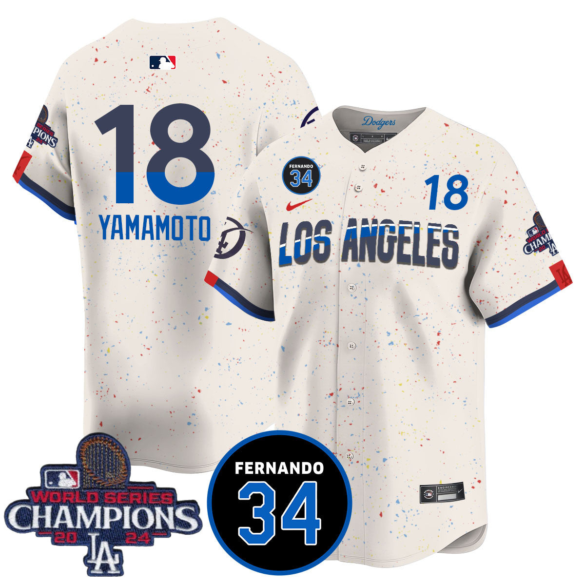LA Dodgers - World Series Champions 2024/Fernando Valenzuela Memorial Jersey - All Stitched N1 by Los Angeles Dodgers